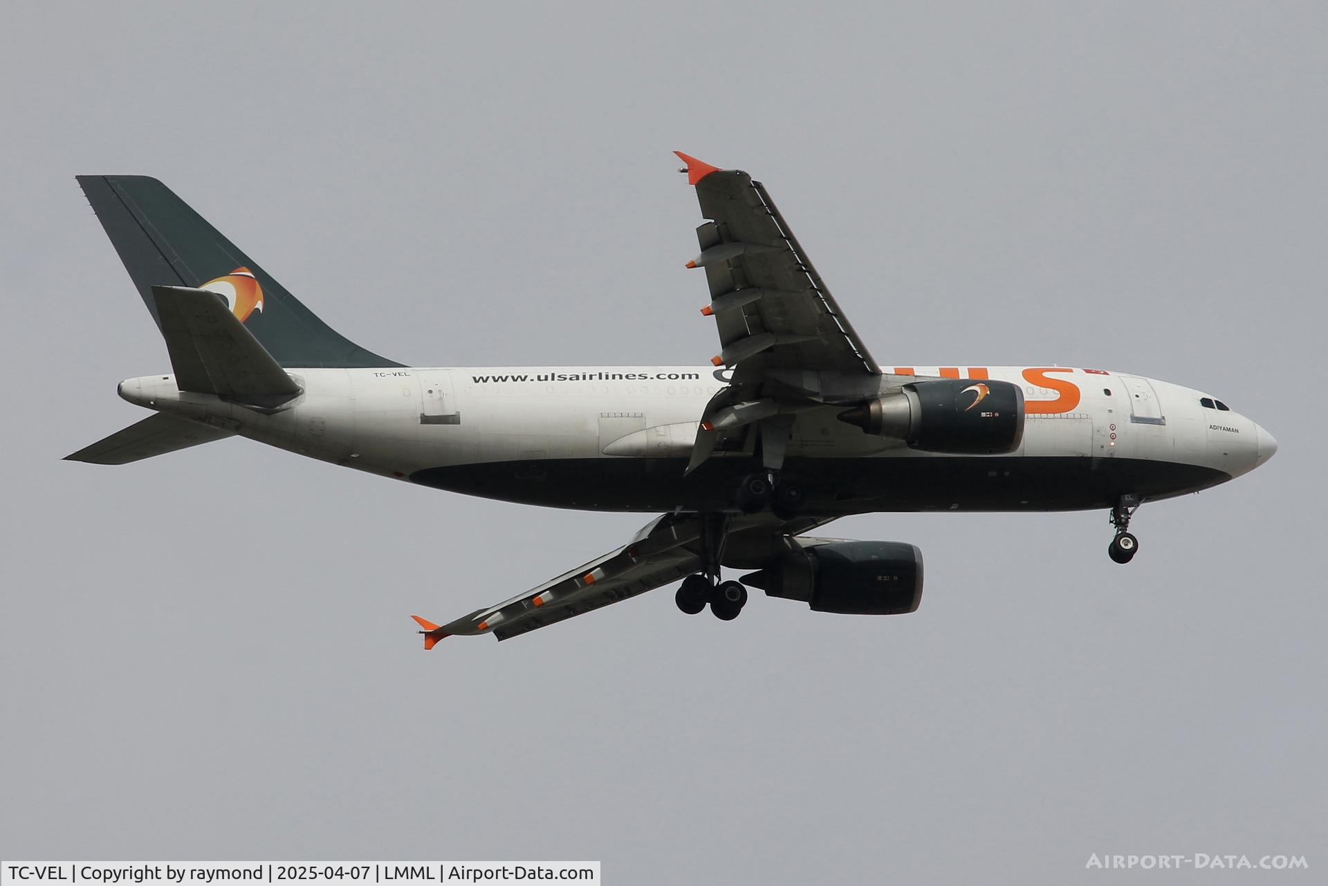 TC-VEL, 1991 Airbus A310-308(F) C/N 622, Airbus A310-308(F) reg TC-VEL of ULS Cargo landing on RW13 in Malta.