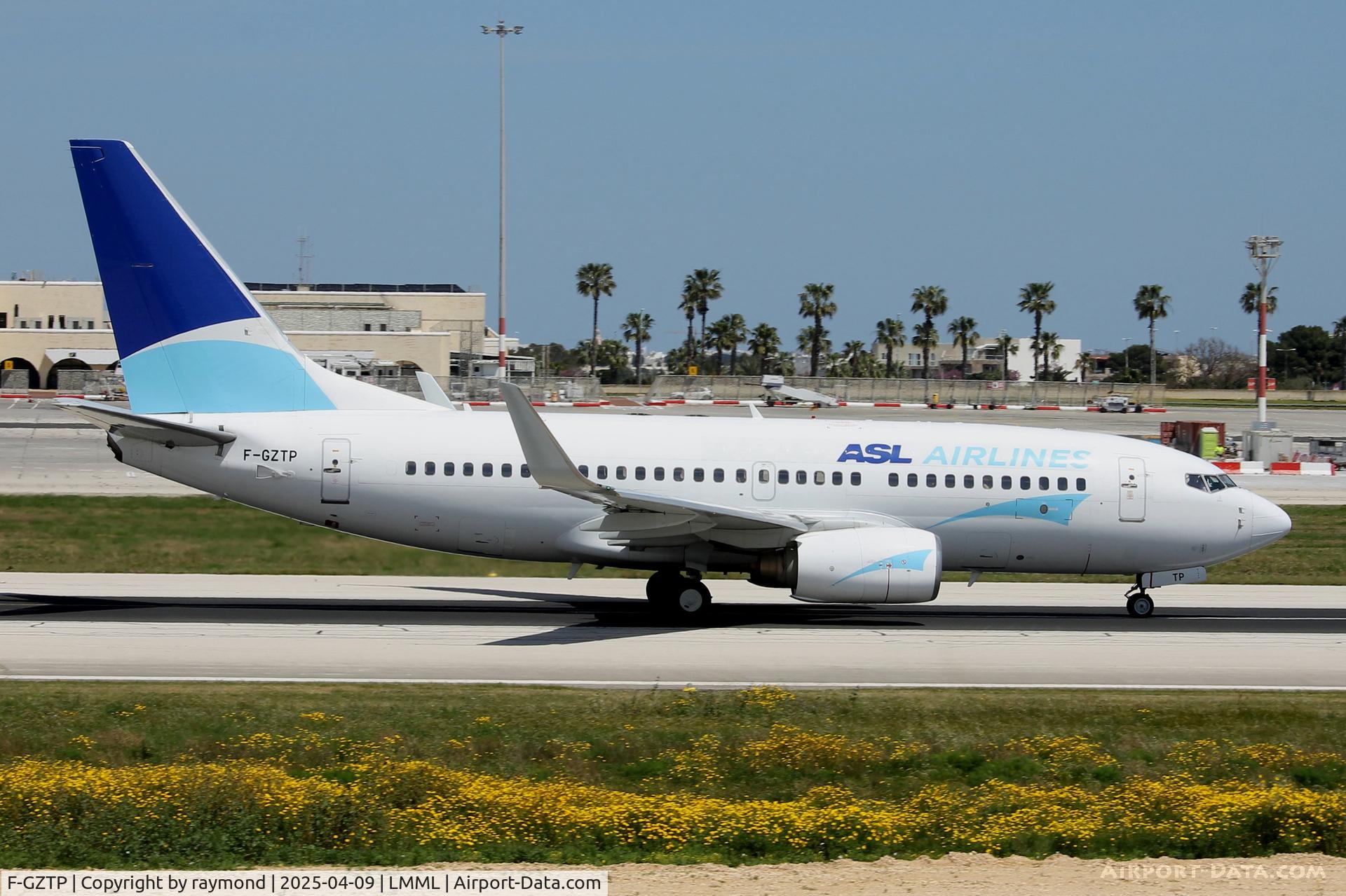 F-GZTP, 2006 Boeing 737-71B C/N 29370, Boeing 737-700 reg F-GZTP of ASL Airlines rolling RW13 departing from Malta.