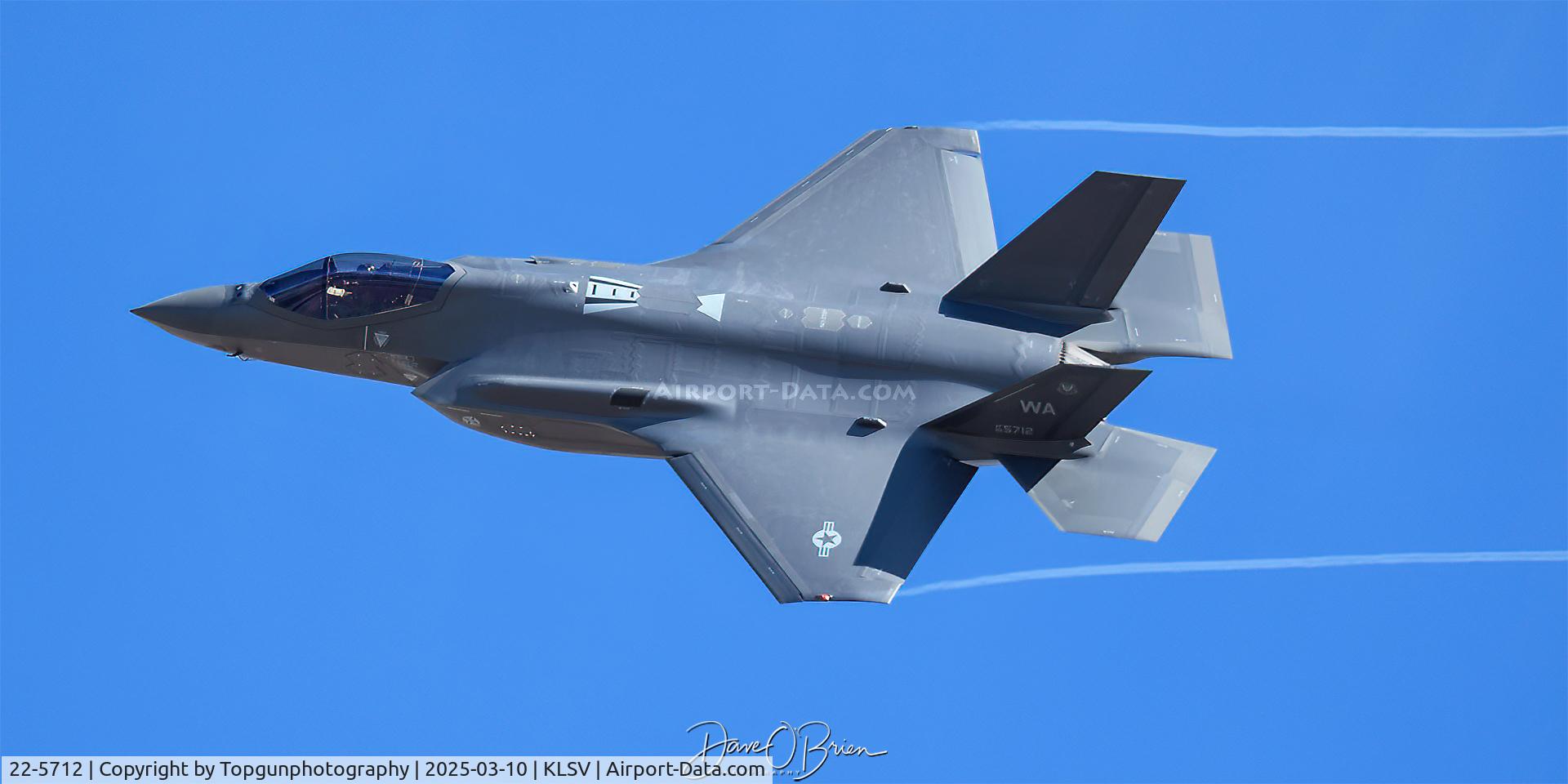 22-5712, 2023 Lockheed Martin F-35A C/N AF-412, RIFLE1 of the 6th WPS blasting out of Nellis