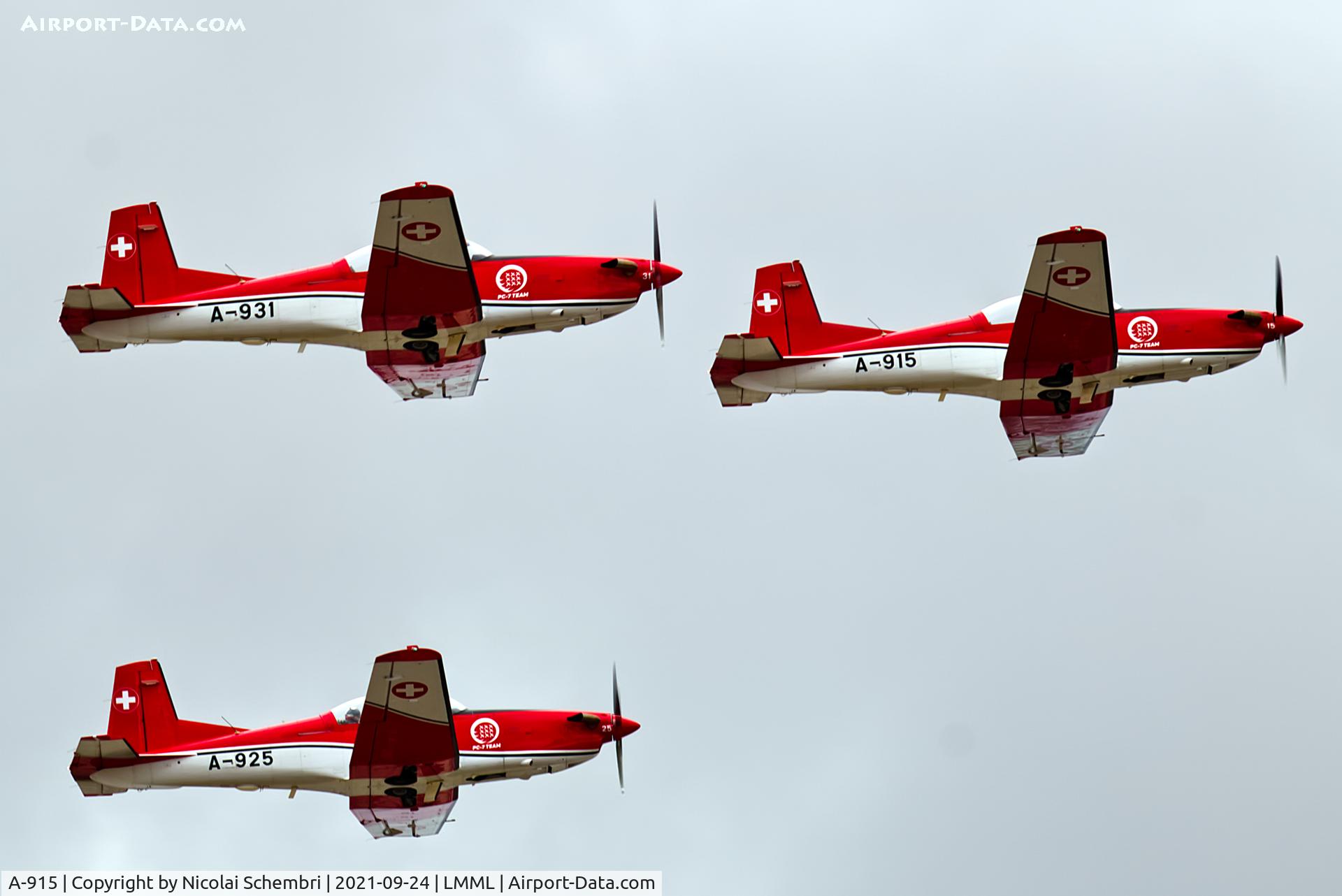 A-915, 1983 Pilatus PC-7 Turbo Trainer C/N 323, Arriving for the Malta International Airshow 2021.