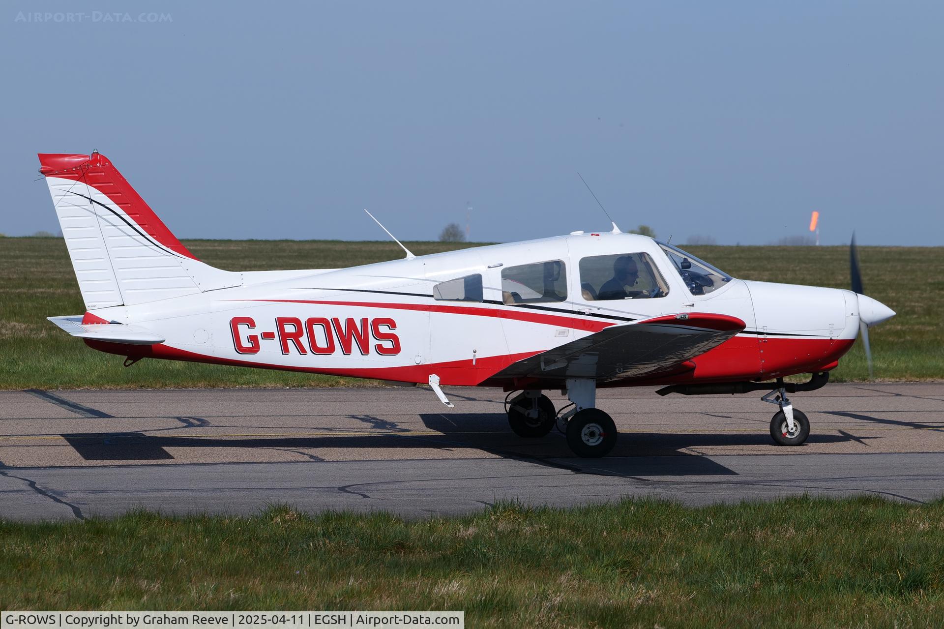G-ROWS, 1976 Piper PA-28-151 Cherokee Warrior C/N 28-7715296, Departing from Norwich.