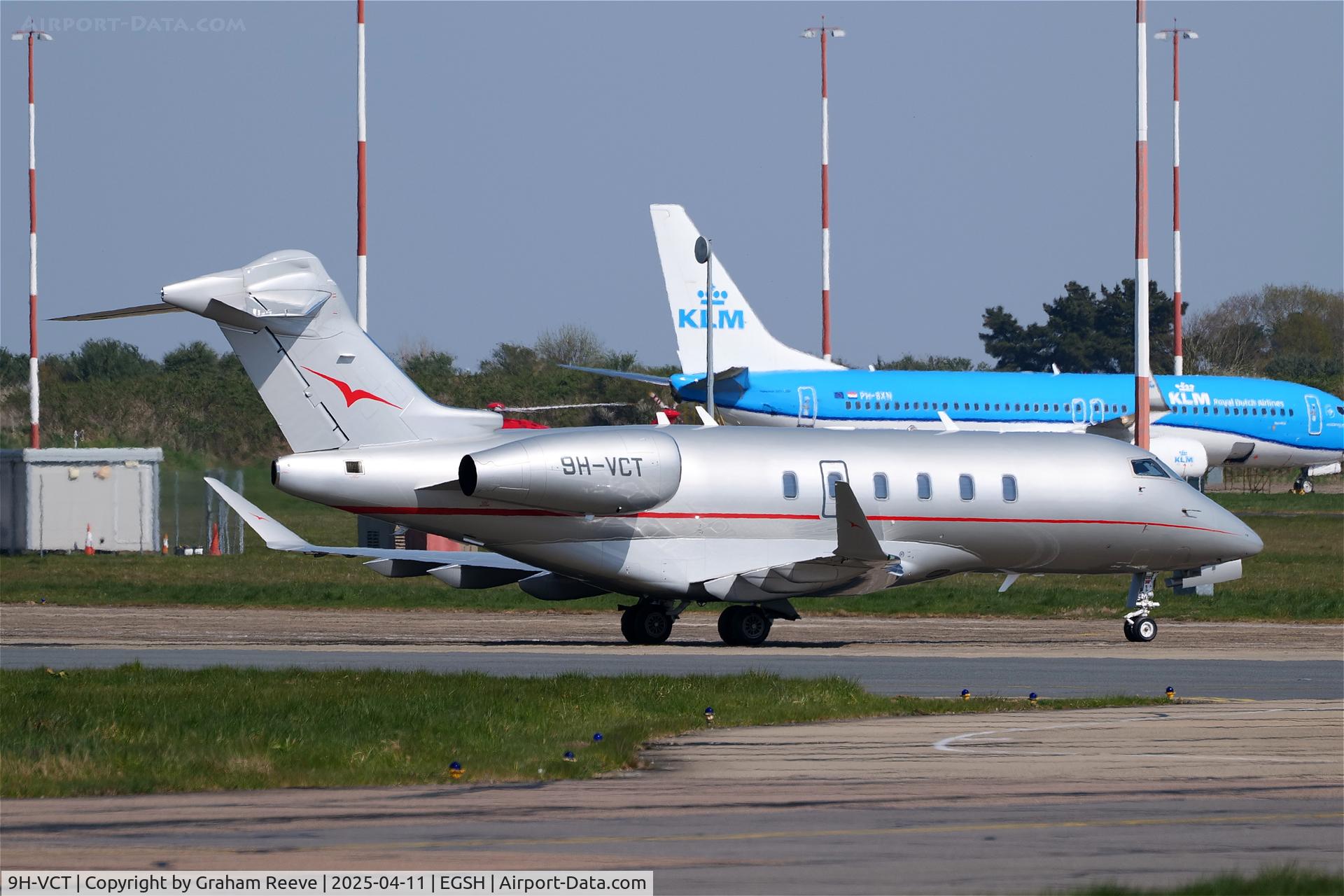 9H-VCT, Bombardier BD-100-1A10 Challenger 350 C/N 20928, Just landed at Norwich.