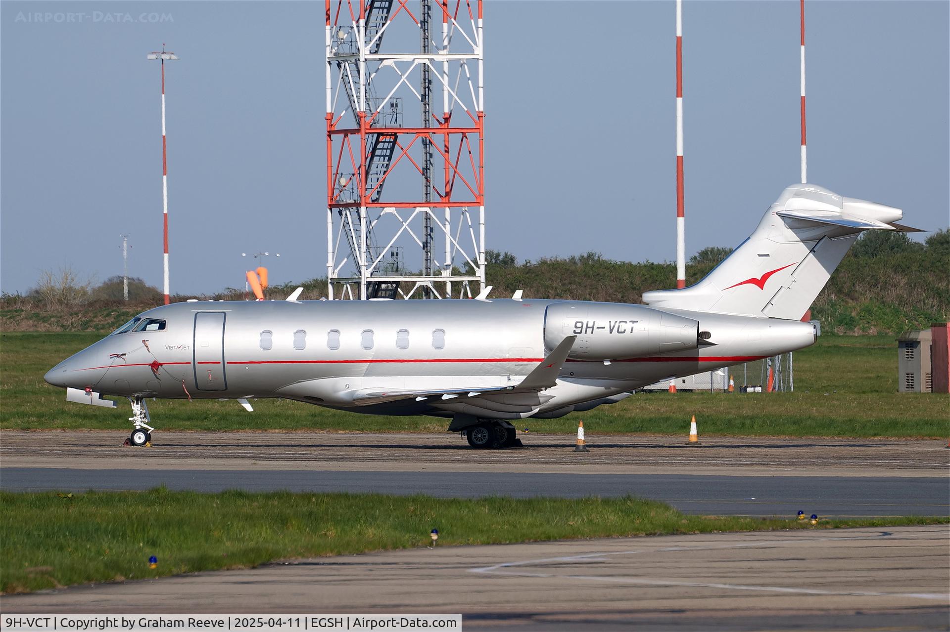 9H-VCT, Bombardier BD-100-1A10 Challenger 350 C/N 20928, Just landed at Norwich.