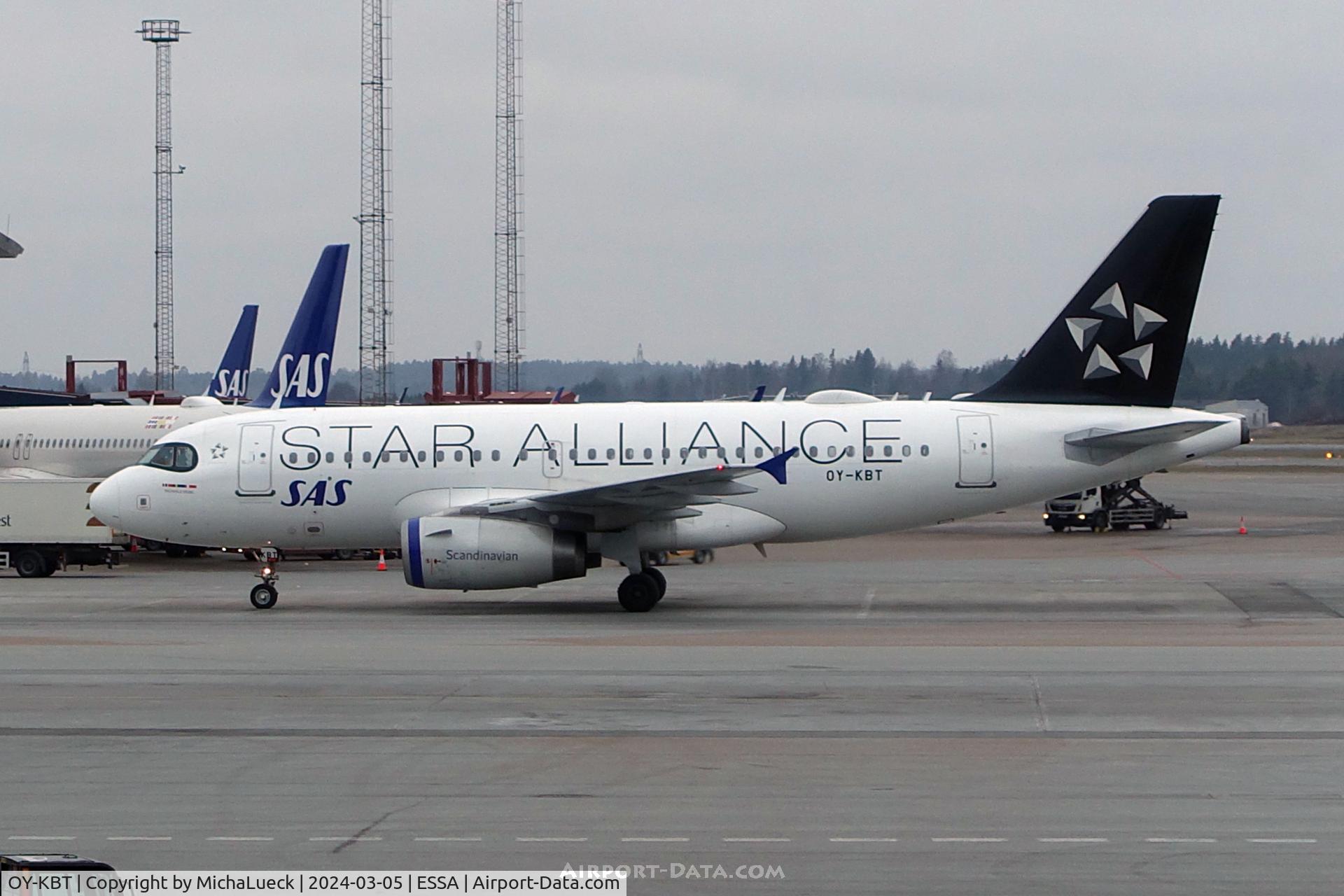 OY-KBT, 2007 Airbus A319-131 C/N 3292, A view of the past: SAS has now left the Star Alliance and joined SkyTeam