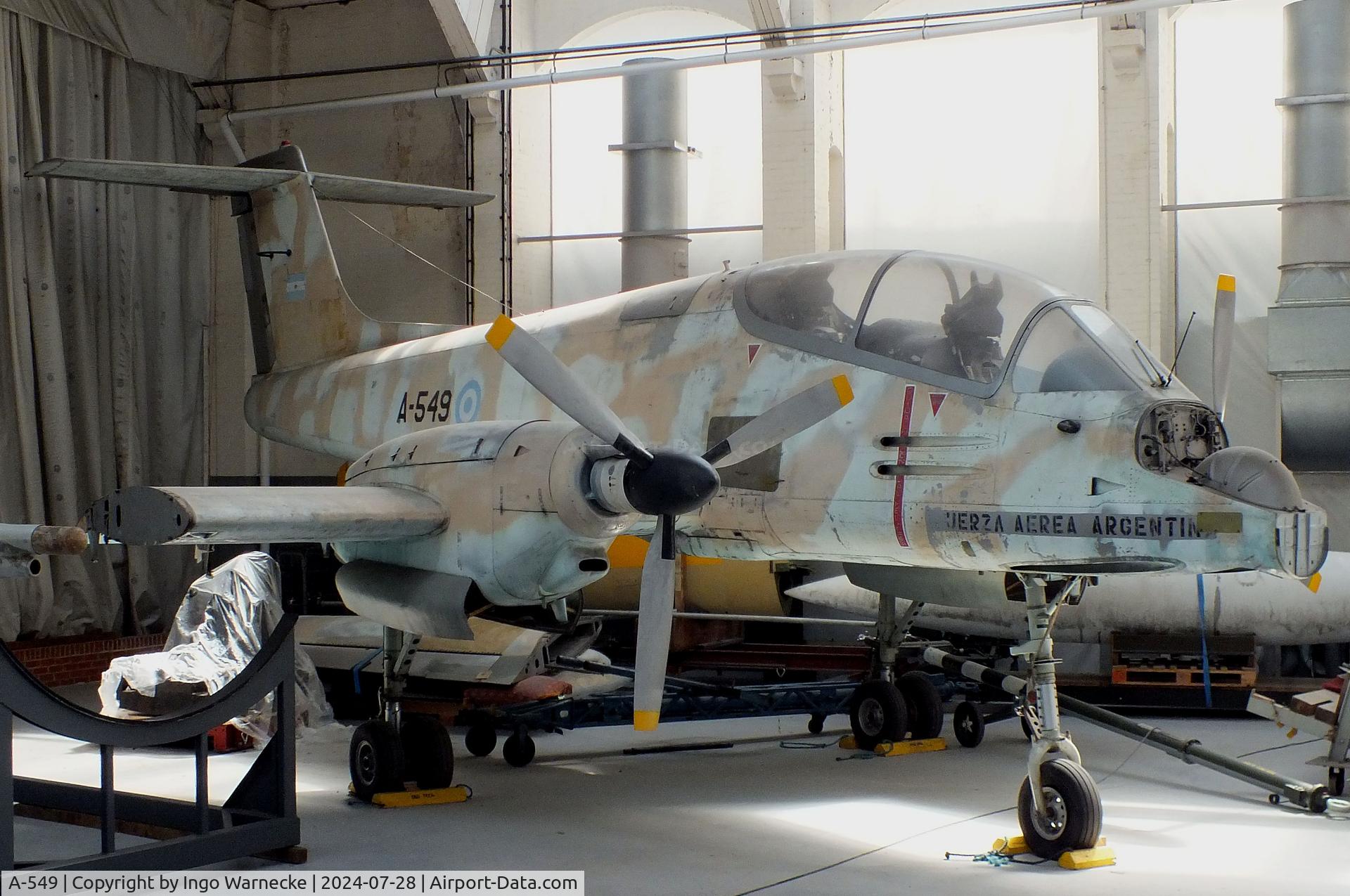 A-549, FMA IA-58A Pucará C/N 050, FMA IA-58A Pucara  (outer wings dismounted) awaiting restoration at the IWM and other collections, Duxford