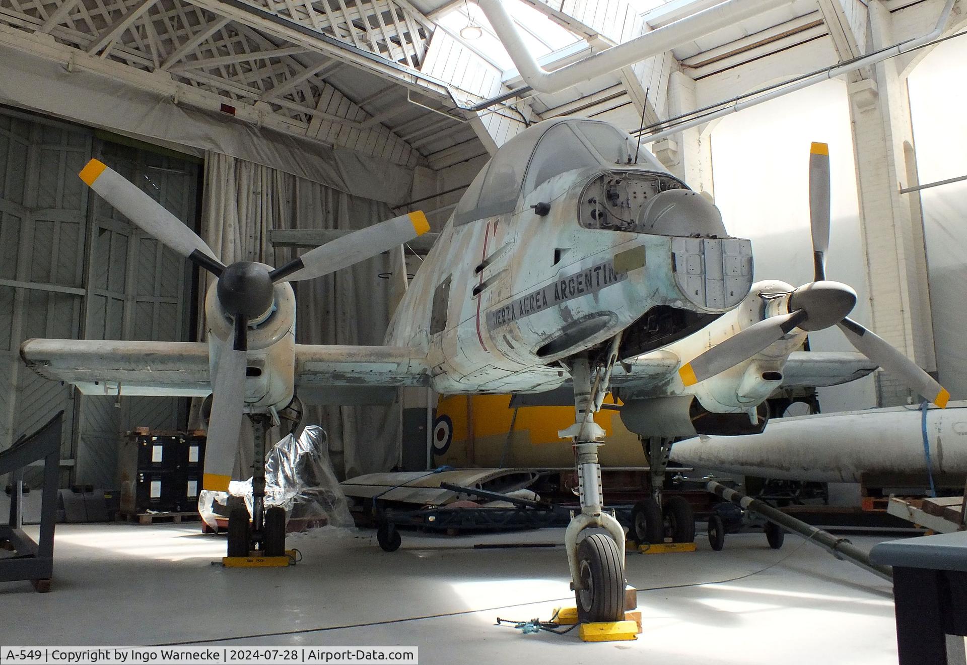 A-549, FMA IA-58A Pucará C/N 050, FMA IA-58A Pucara  (outer wings dismounted) awaiting restoration at the IWM and other collections, Duxford