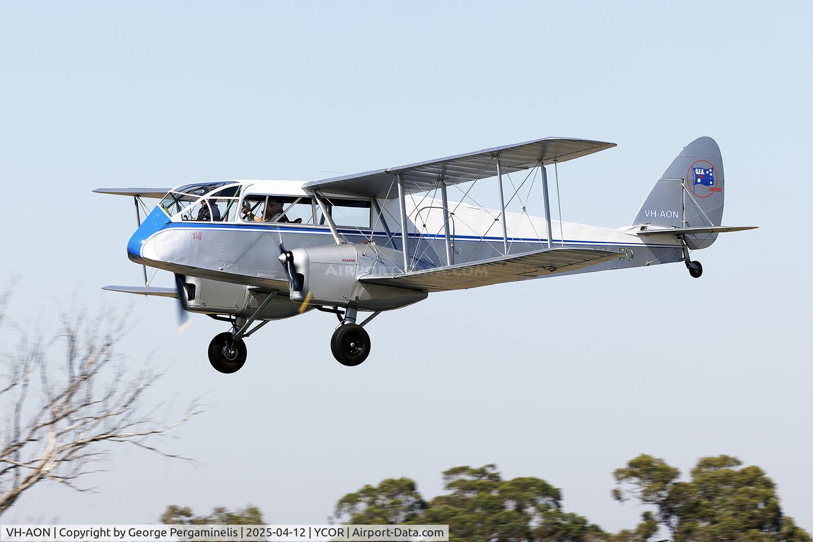 VH-AON, 1943 De Havilland Australia DH-84 Dragon 3 C/N DHA2019, Antique Aeroplane Association of Australia National Fly-in 2025.
