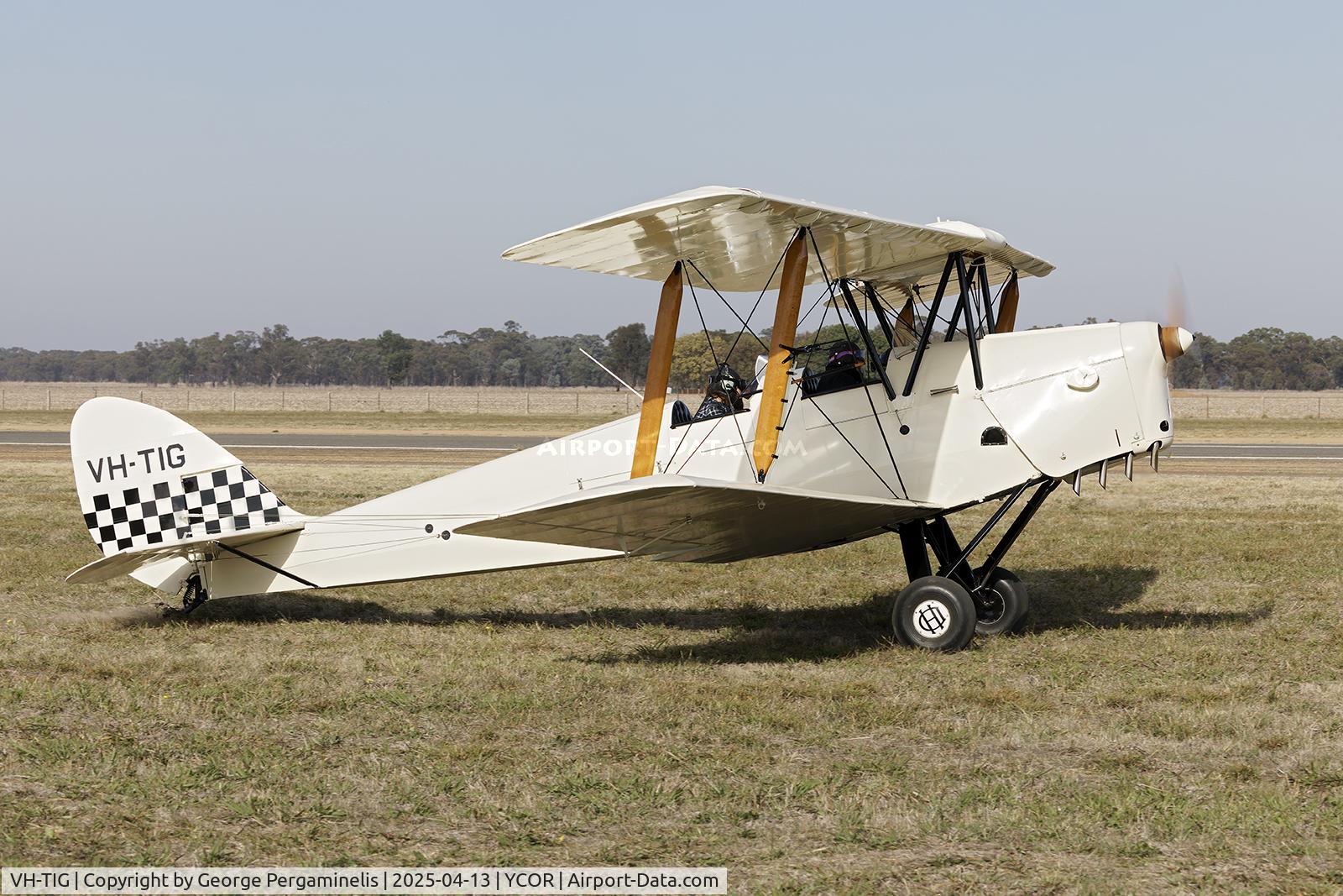 VH-TIG, 1942 De Havilland Australia DH-82A Tiger Moth C/N DHA466, Antique Aeroplane Association of Australia National Fly-in 2025.