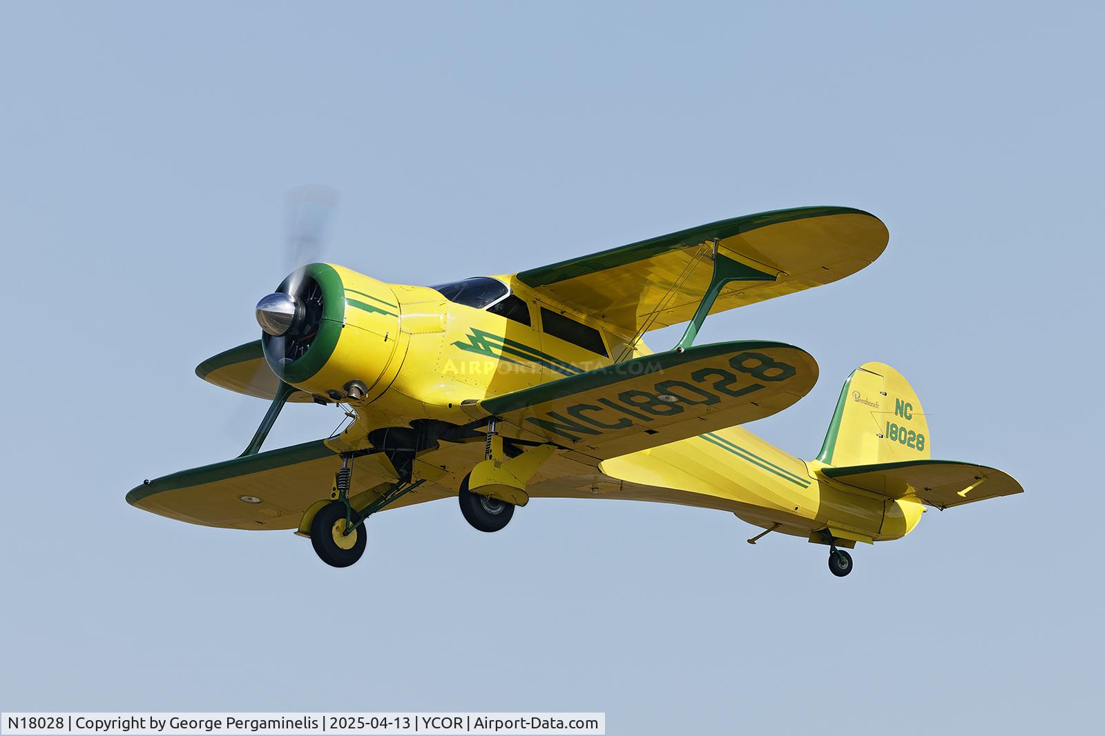 N18028, 1937 Beech D17S Staggerwing C/N 147, Antique Aeroplane Association of Australia National Fly-in 2025.