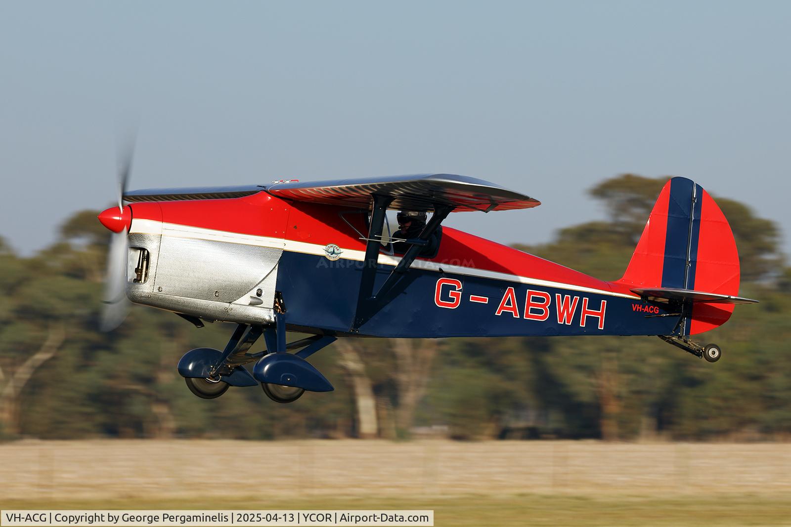 VH-ACG, 1932 Comper CLA-7 Swift C/N GS32/2, Antique Aeroplane Association of Australia National Fly-in 2025.