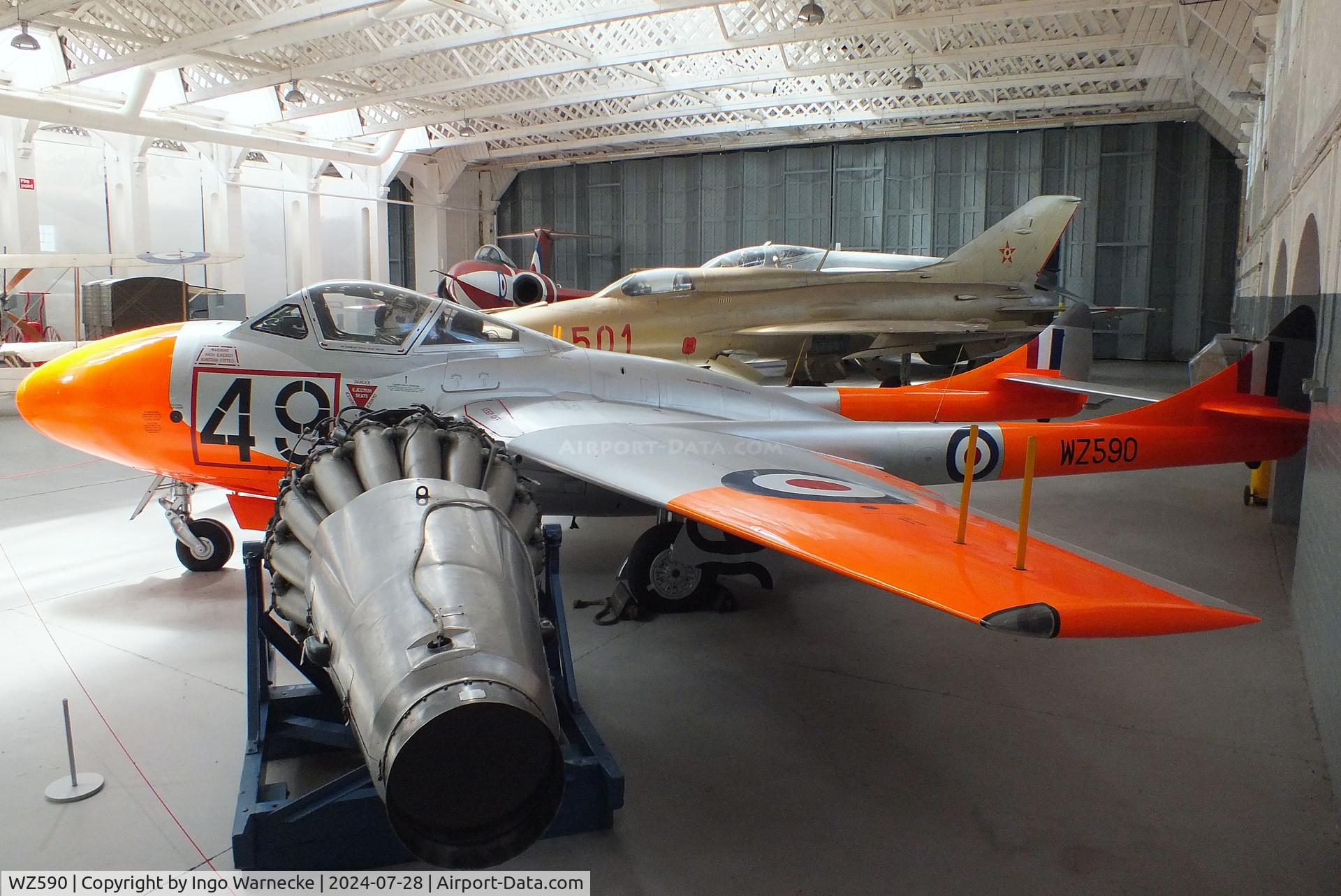 WZ590, 1953 De Havilland DH-115 Vampire T.11 C/N 15165, De Havilland D.H.115 Vampire T11 at the IWM and other collections, Duxford