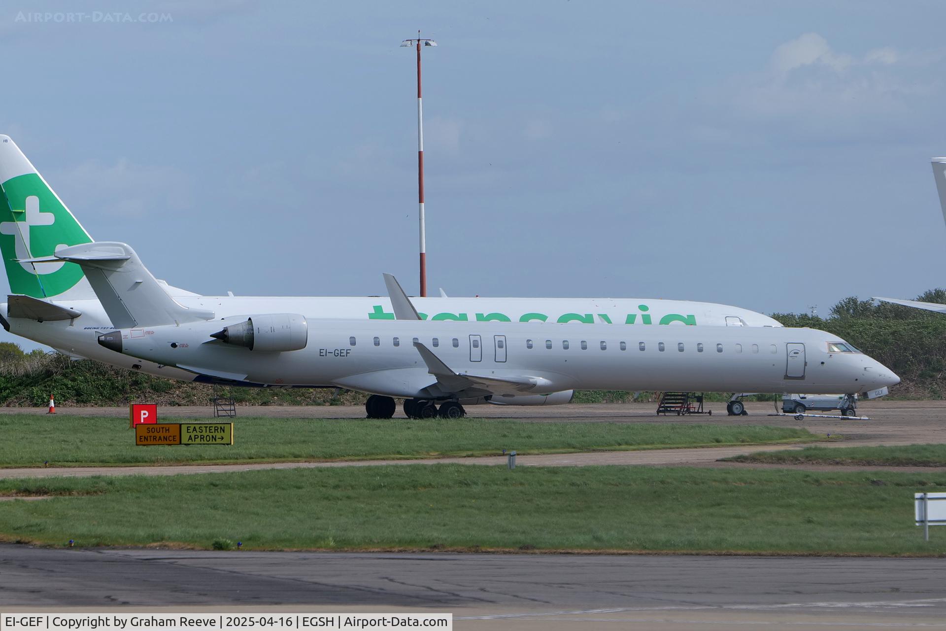 EI-GEF, 2009 Bombardier CRJ-900 (CL-600-2D24) C/N 15244, Parked at Norwich after being re-sprayed.