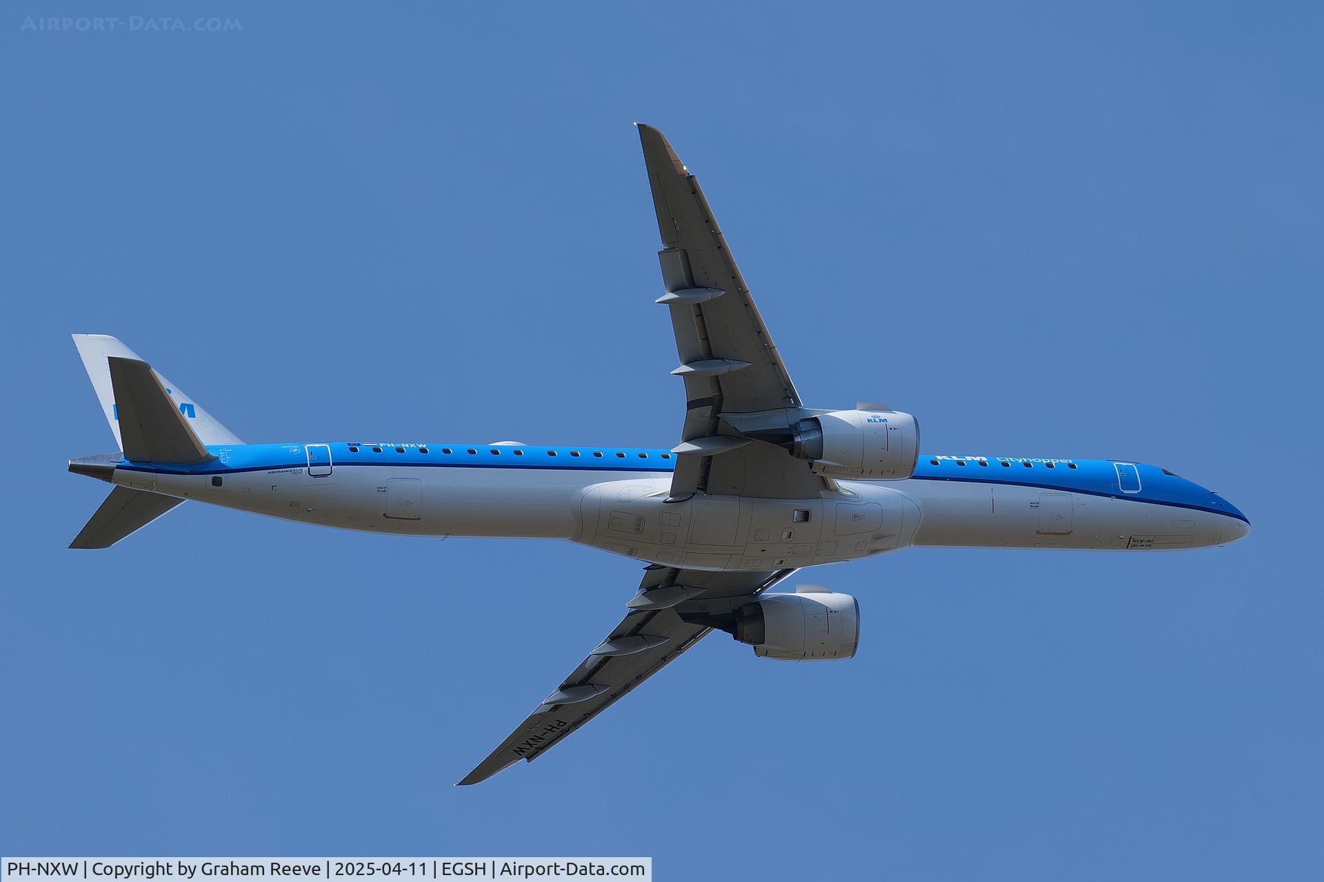PH-NXW, 2024 Embraer E195-E2 C/N 19020161, Departing from Norwich.