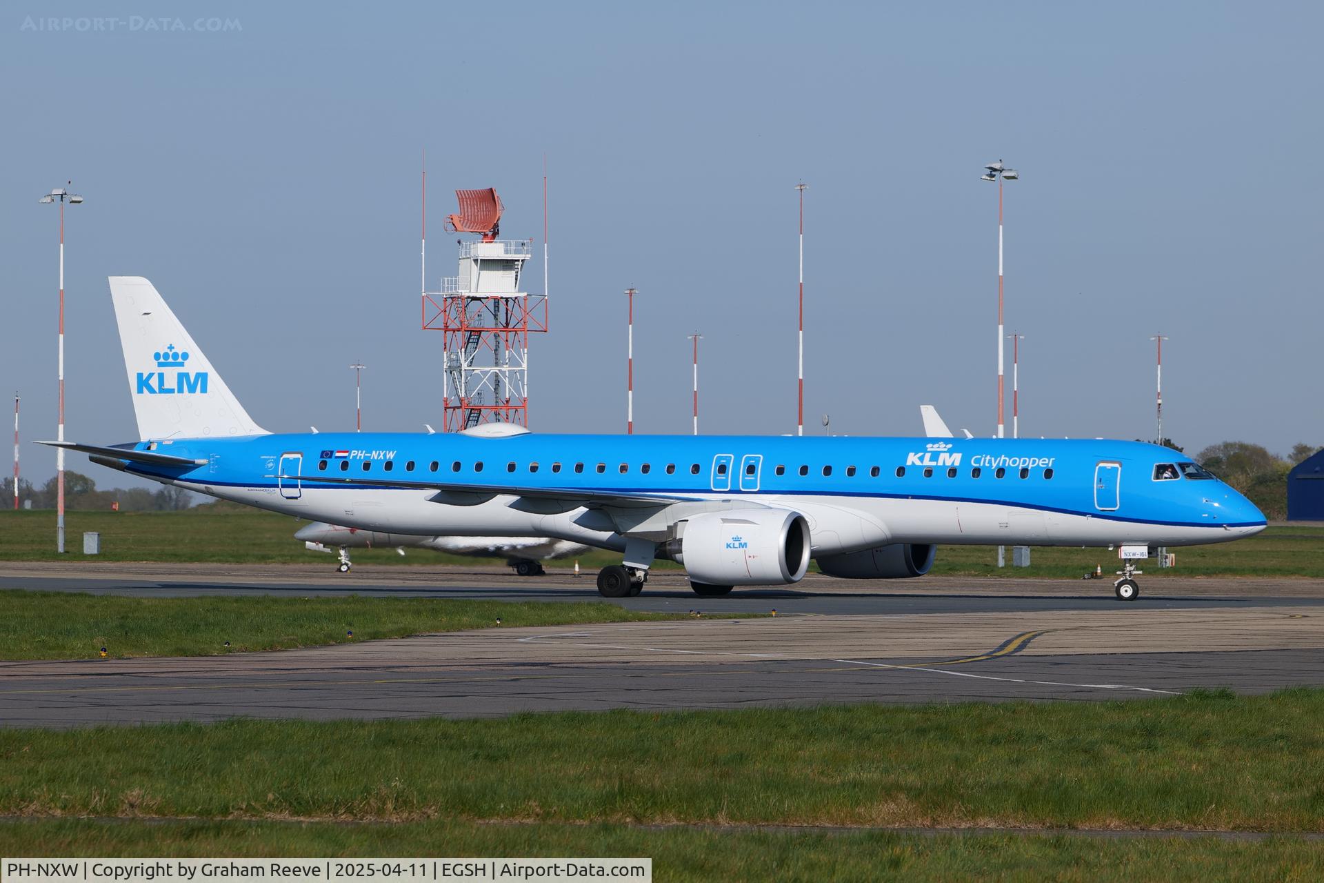 PH-NXW, 2024 Embraer E195-E2 C/N 19020161, Just landed at Norwich.