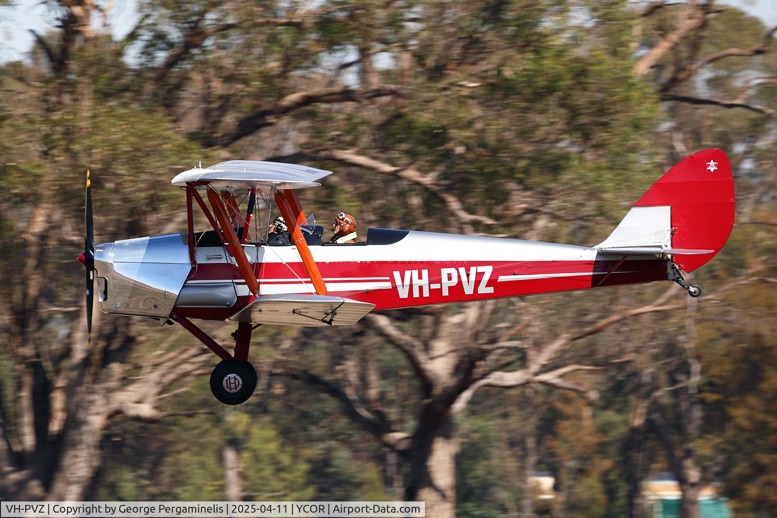 VH-PVZ, 1941 De Havilland Australia DH-82A Tiger Moth C/N DHA439, Antique Aeroplane Association of Australia National Fly-in 2025.