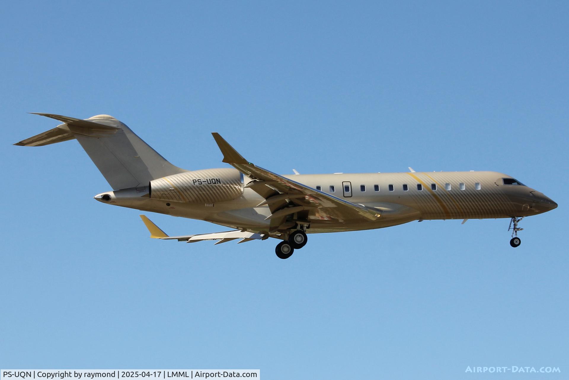 PS-UQN, 2019 Bombardier Global 6000 C/N 9878, Bombardier Global 6000 reg PS-UQN (Private) landing in Malta.