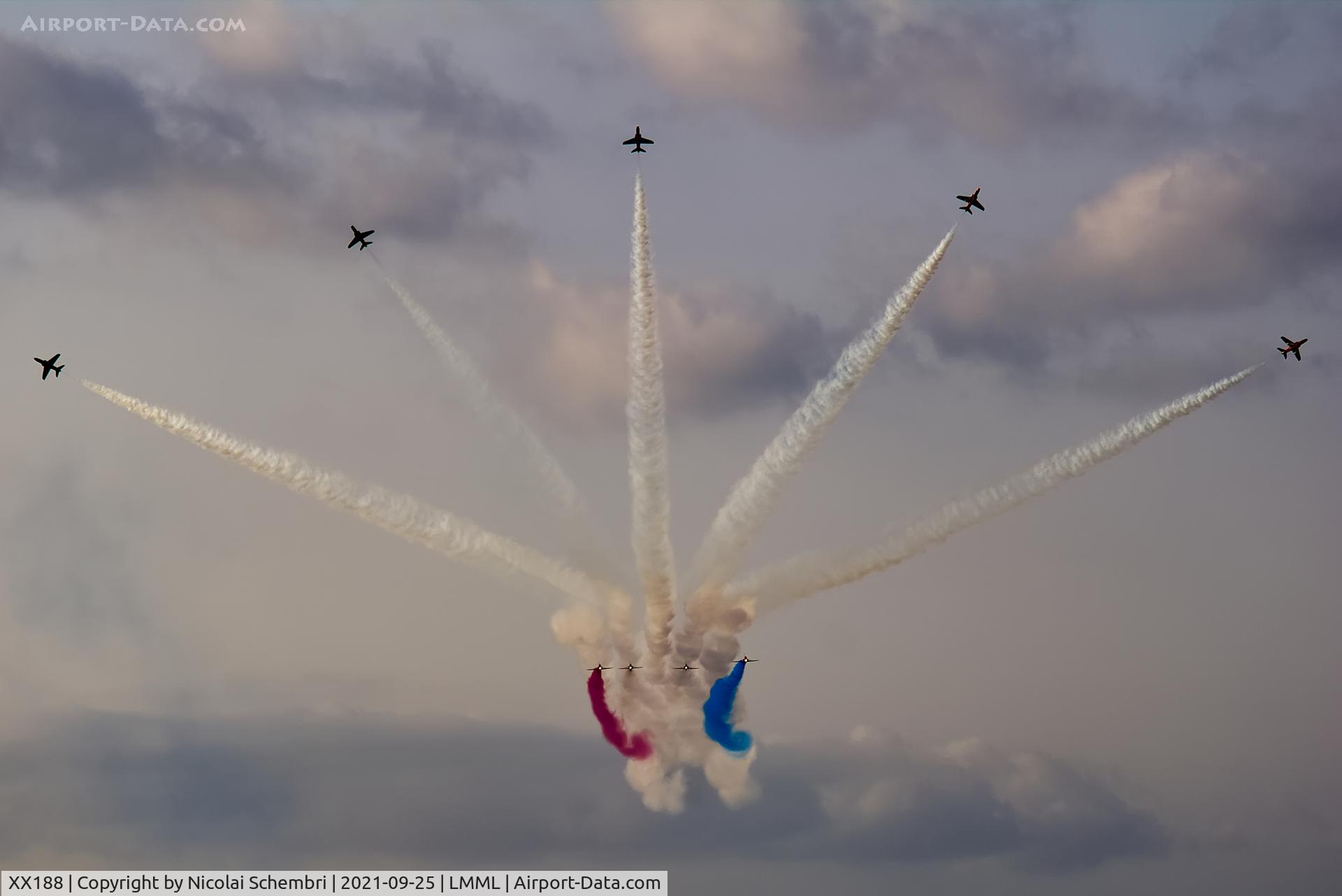 XX188, 1977 Hawker Siddeley Hawk T.1A C/N 035/312035, Flying display at the Malta International Airshow 2021.