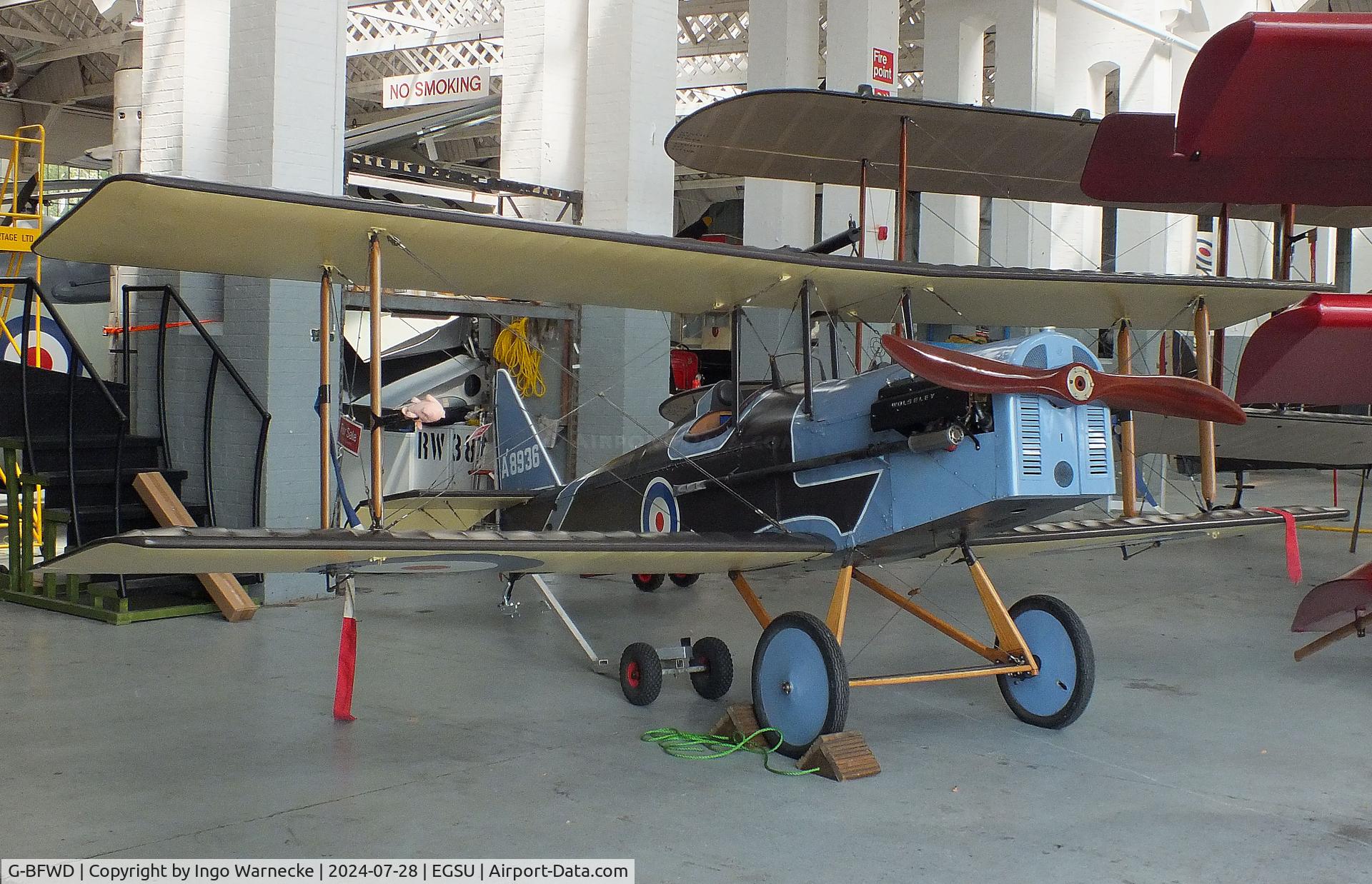 G-BFWD, 1982 Currie Wot C/N PFA 3009, Curie Wot, displayed to look like a R.A.F. S.E.5a at the IWM and other collections, Duxford