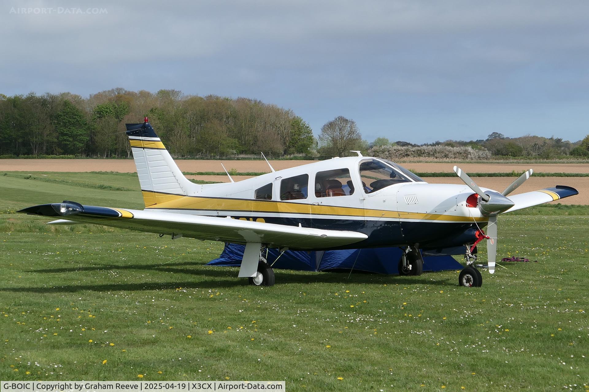 G-BOIC, 1978 Piper PA-28R-201T Cherokee Arrow III C/N 28R-7803123, Parked at Northrepps.