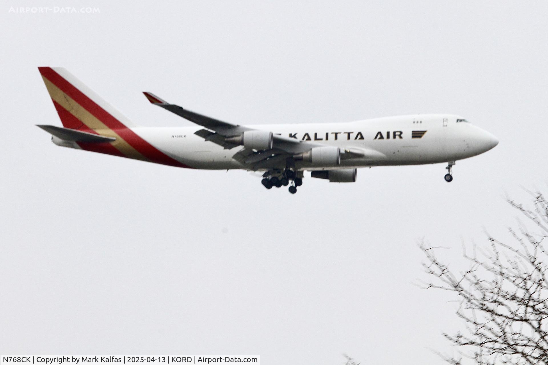 N768CK, 1988 Boeing 747-346 C/N 23969, B744 Kalitta Air Boeing 747-481F N768CK landing 10C KORD