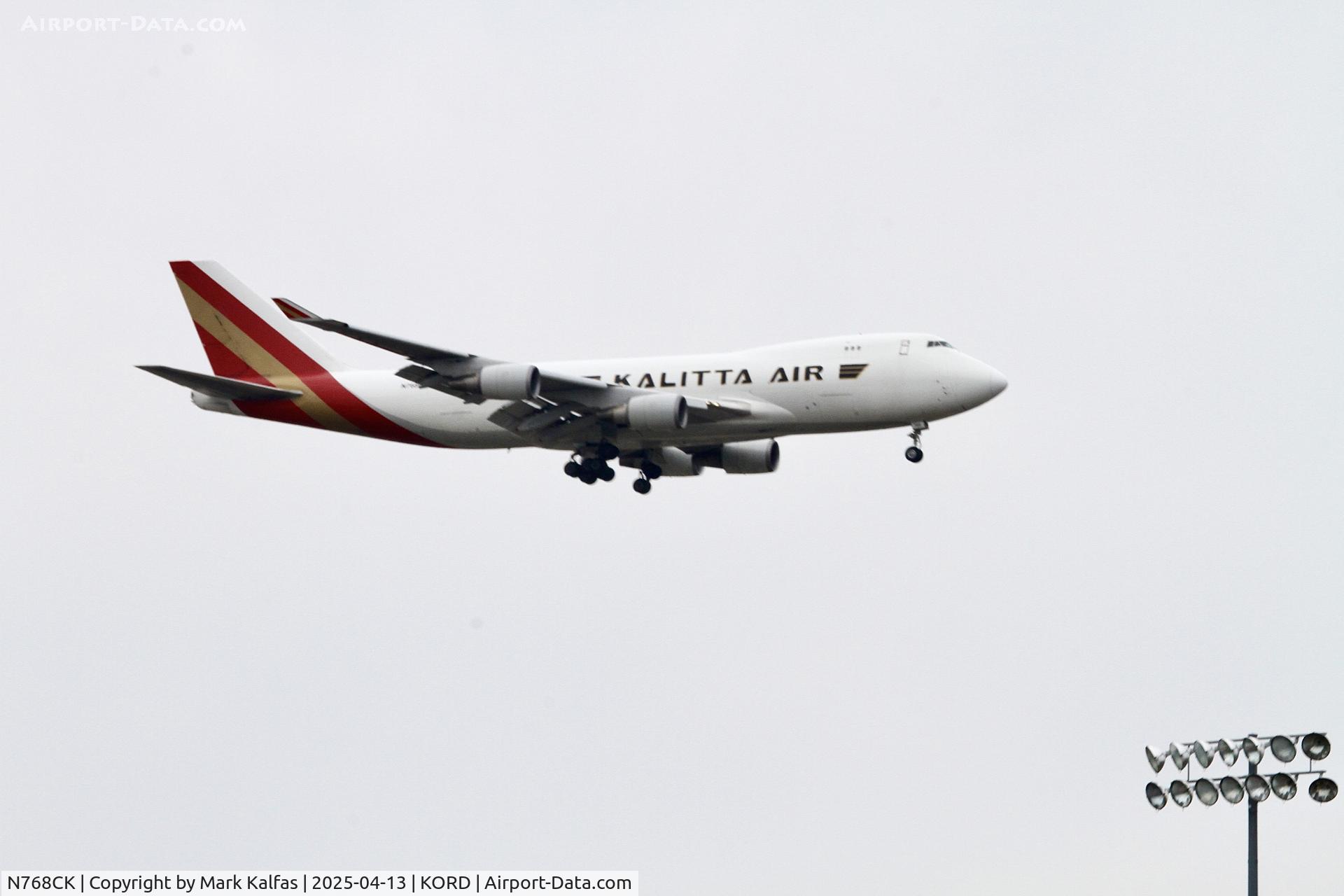 N768CK, 1988 Boeing 747-346 C/N 23969, B744 Kalitta Air Boeing 747-481F N768CK landing 10C KORD