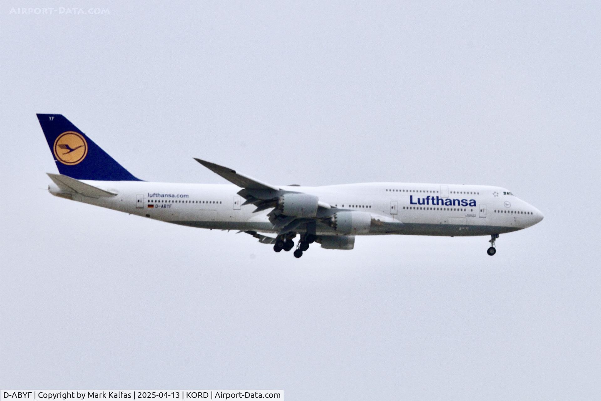 D-ABYF, 2012 Boeing 747-830 C/N 37830, B748 Lufthansa Boeing 747-830 D-ABYF 10C approach KORD