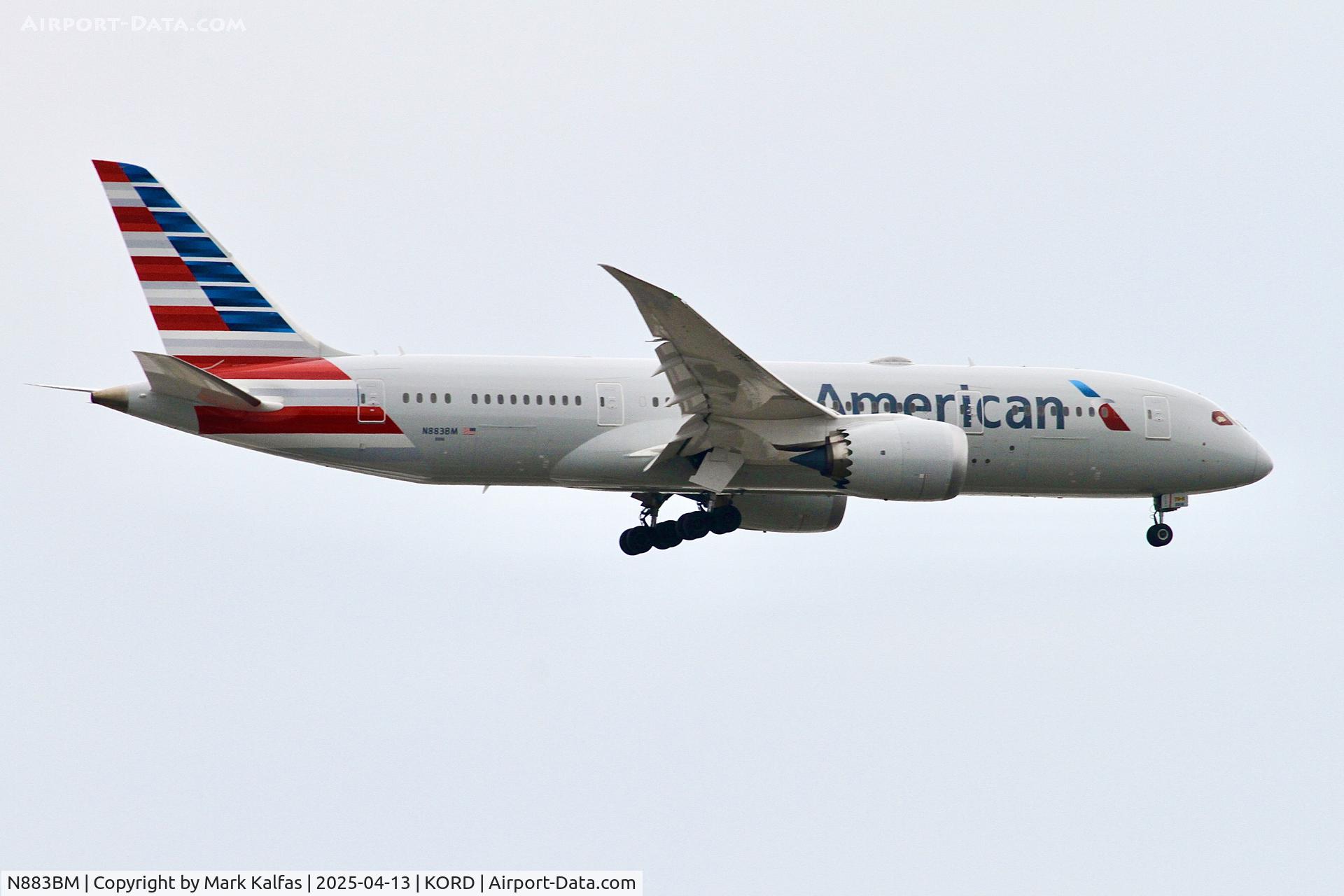 N883BM, 2023 Boeing 787-8 Dreamliner Dreamliner C/N 66003, B788 American Airlines Boeing 787-8 Dreamliner N883BM arriving on 10C KORD