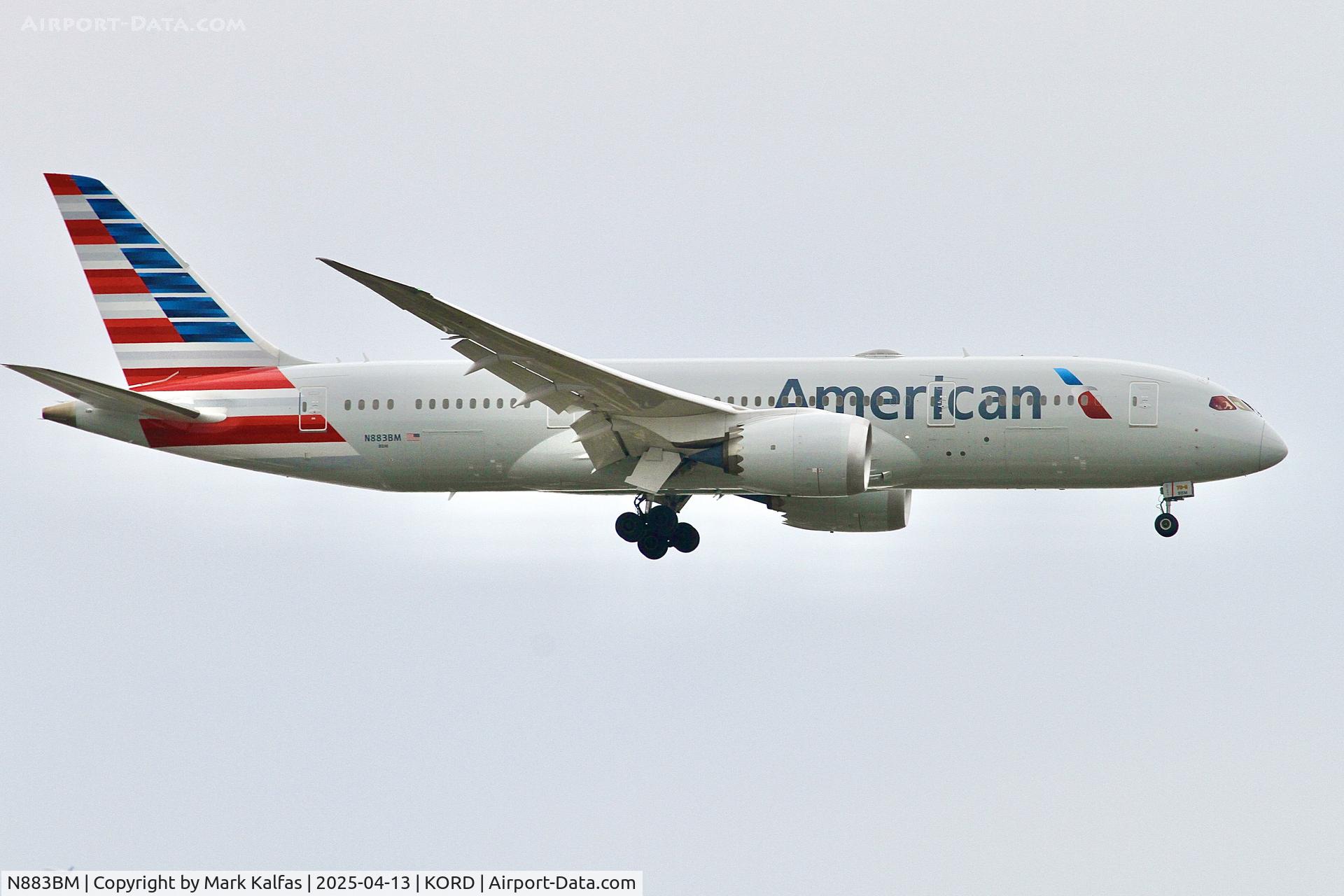 N883BM, 2023 Boeing 787-8 Dreamliner Dreamliner C/N 66003, B788 American Airlines Boeing 787-8 Dreamliner N883BM arriving on 10C KORD
