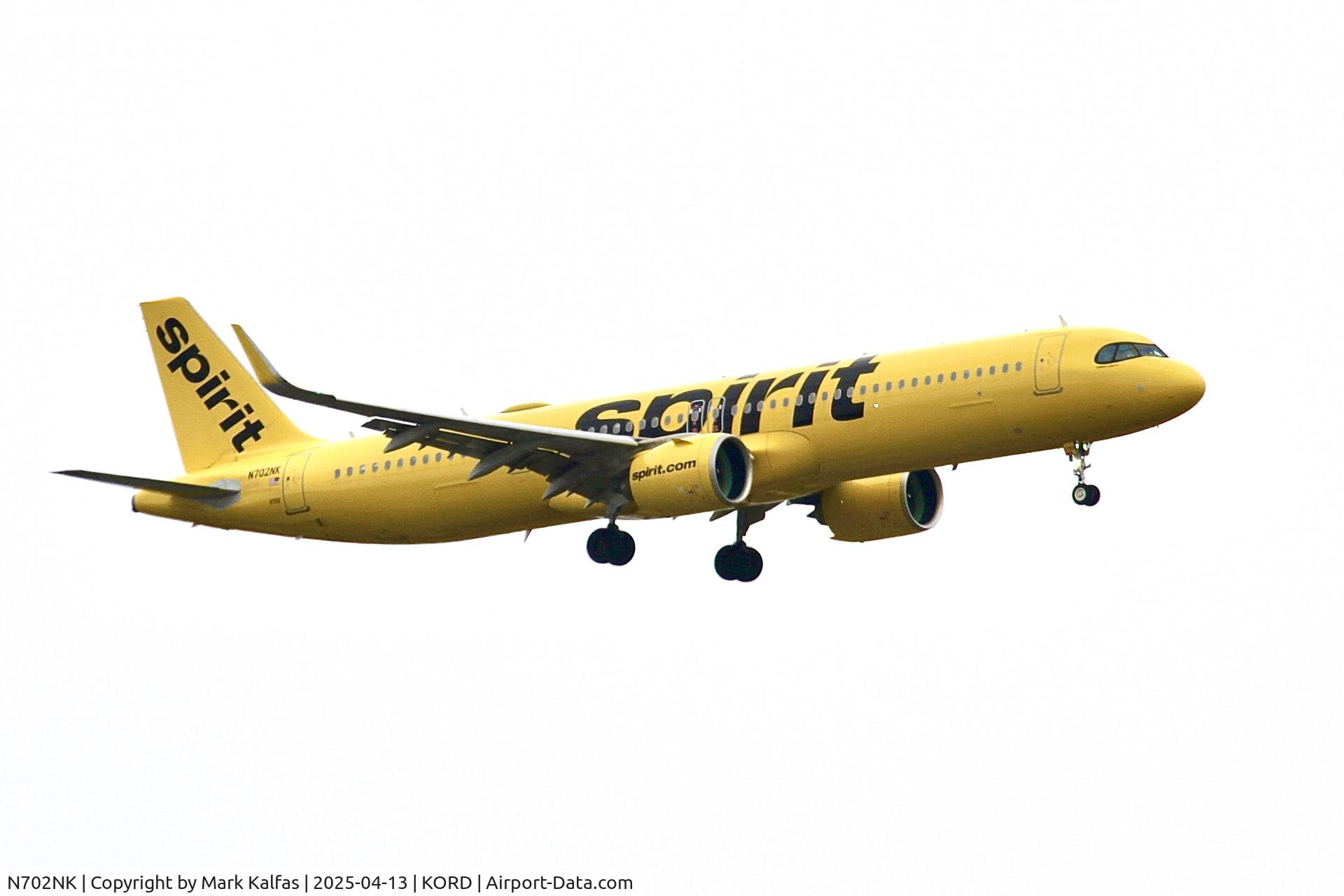 N702NK, 2023 Airbus A321-271NX C/N 11328, A21N Spirit Airlines Airbus A321-271NX N702NK 10C approch KORD