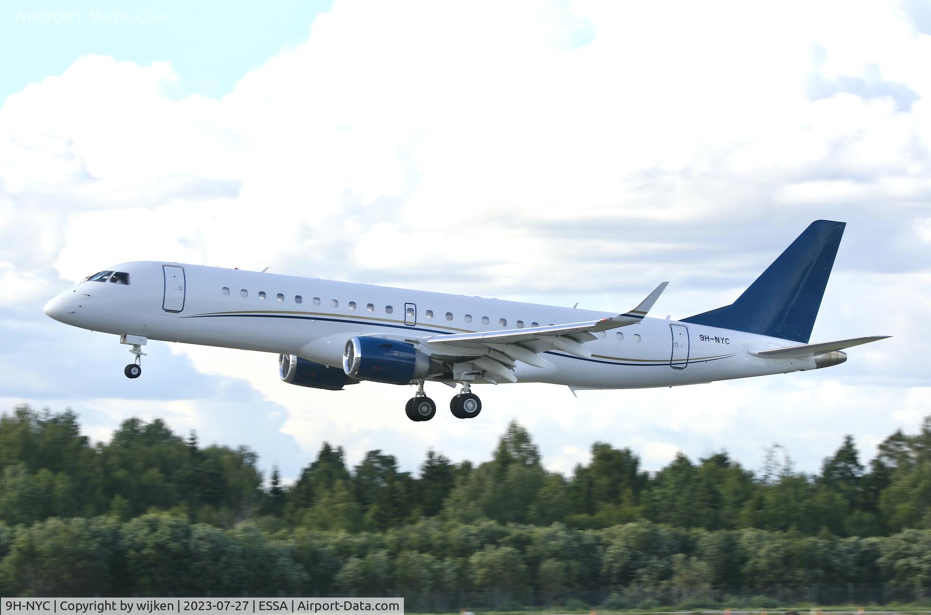 9H-NYC, 2010 Embraer ERJ-190-100ECJ Lineage 1000 C/N 19000243, Rwy 26
