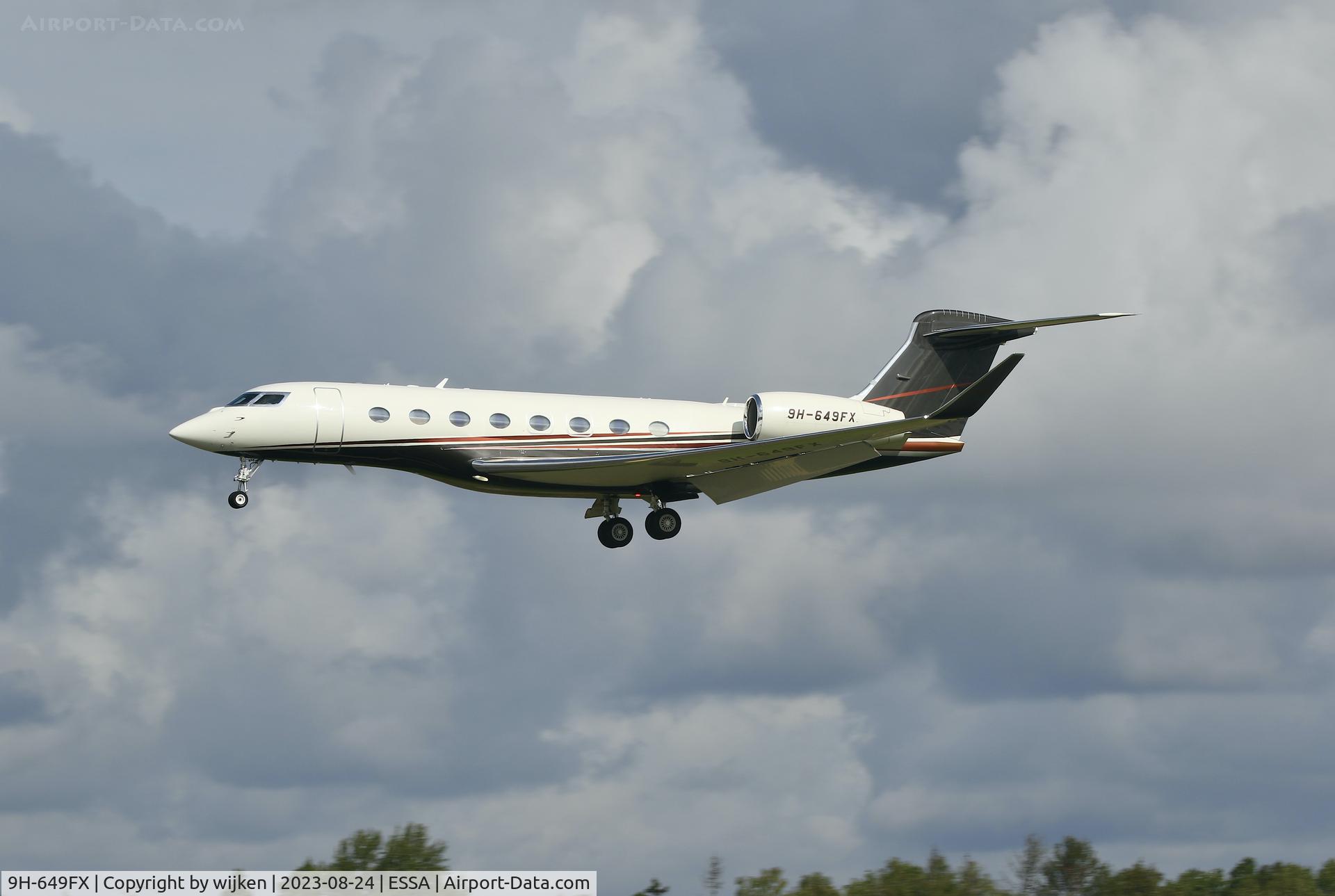 9H-649FX, 2015 Gulfstream G-VI (G650ER) C/N 6134, Rwy 26