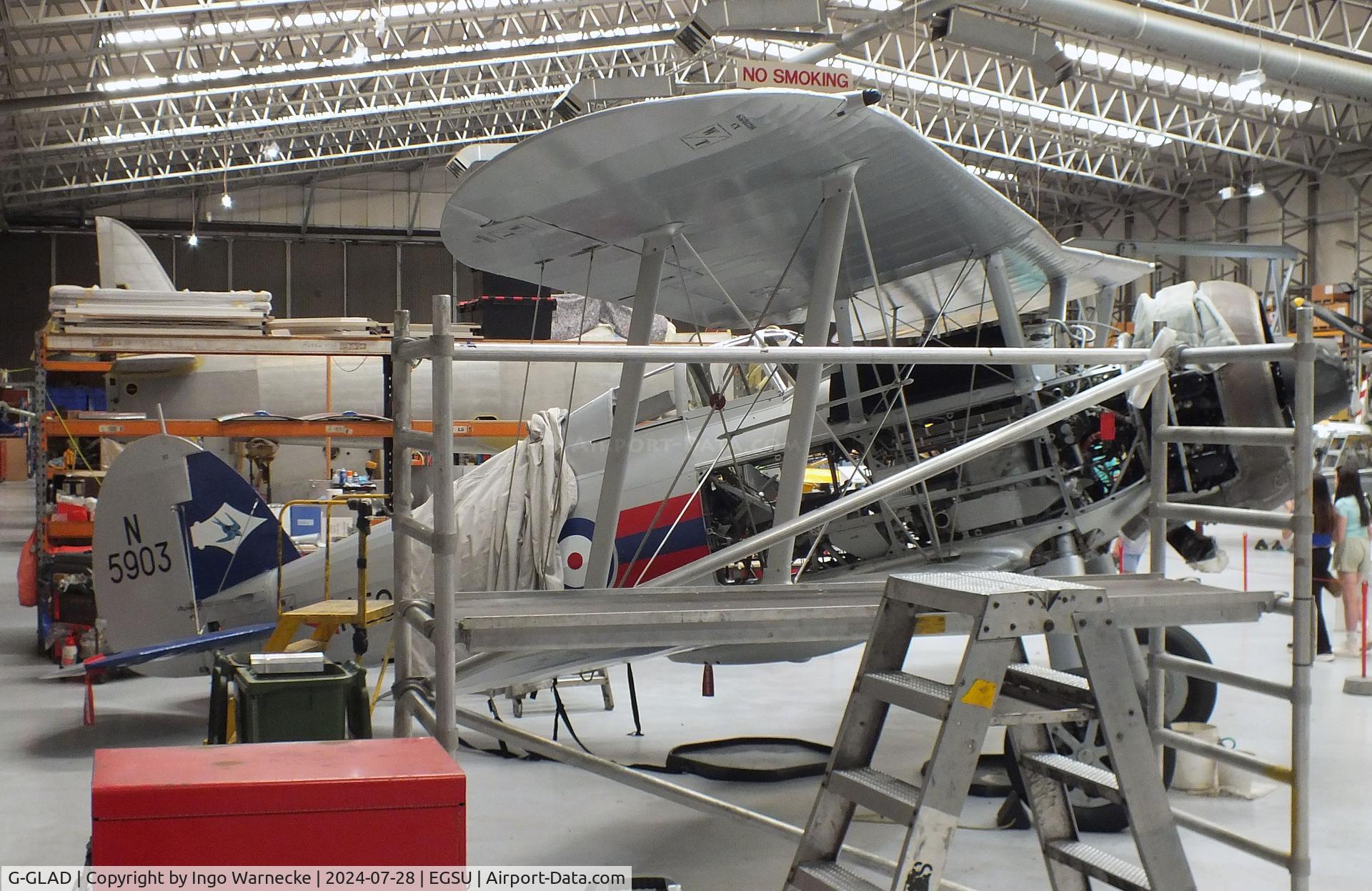 G-GLAD, 1939 Gloster Gladiator Mk2 C/N G5/75751, Gloster Gladiator II undergoing maintenance at the IWM and other collections, Duxford