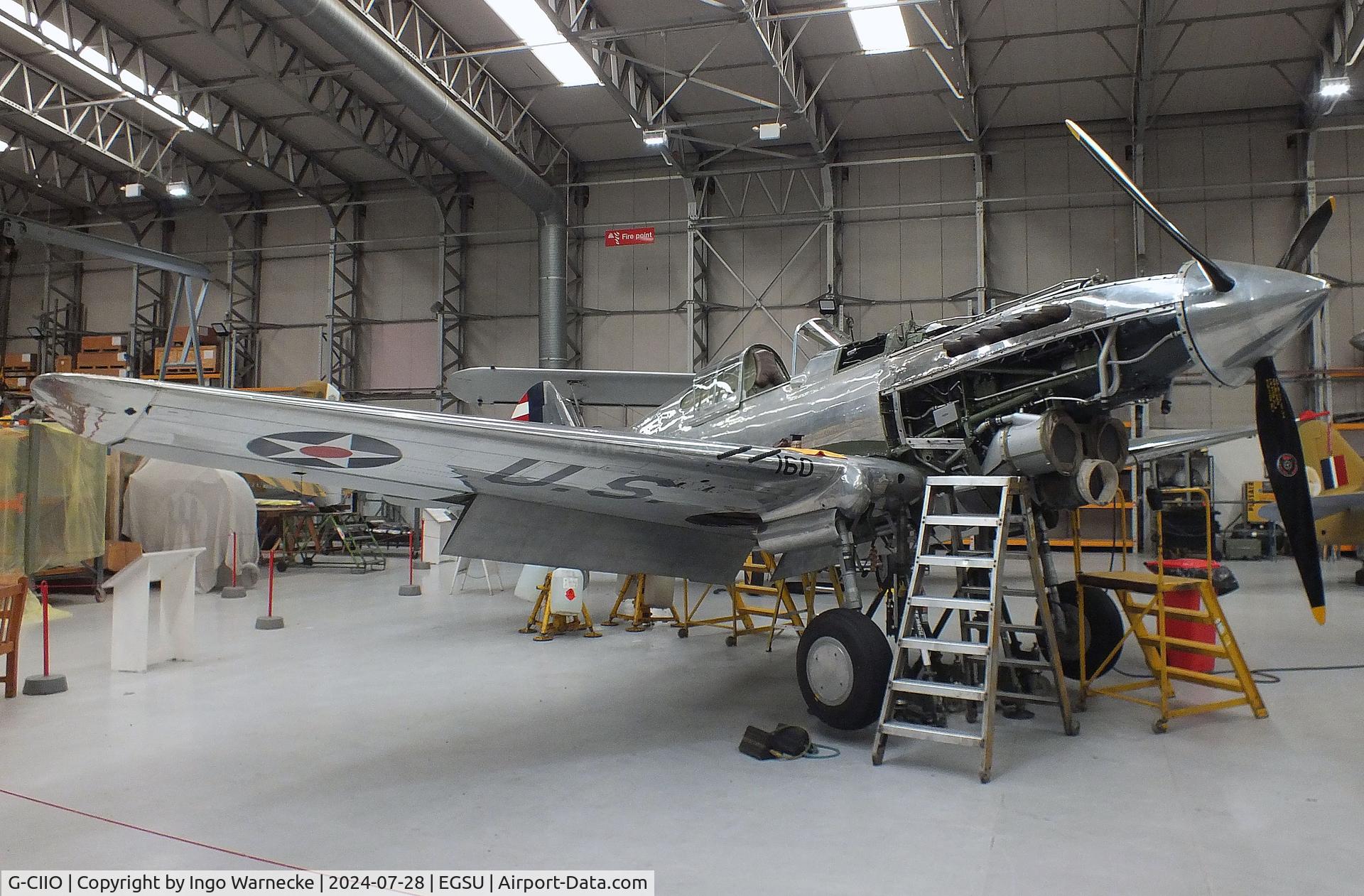 G-CIIO, 1941 Curtiss P-40C Warhawk C/N 16161, Curtiss P-40C Warhawk undergoing maintenance at the IWM and other collections, Duxford