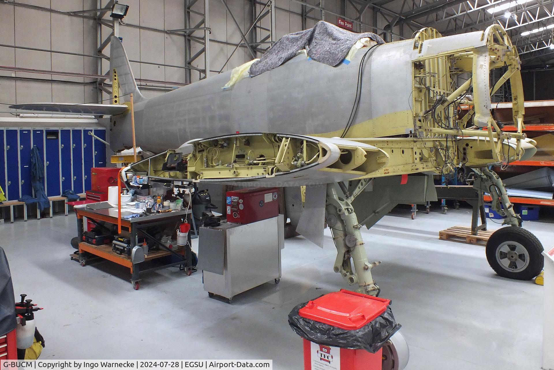 G-BUCM, 1949 Hawker Sea Fury FB.11 C/N Not found G-BUCM/VX653, Hawker Sea Fury FB11 (wings/engine dismounted, undergoing restoration/rebuild to airworthiness) at the IWM and other collections, Duxford