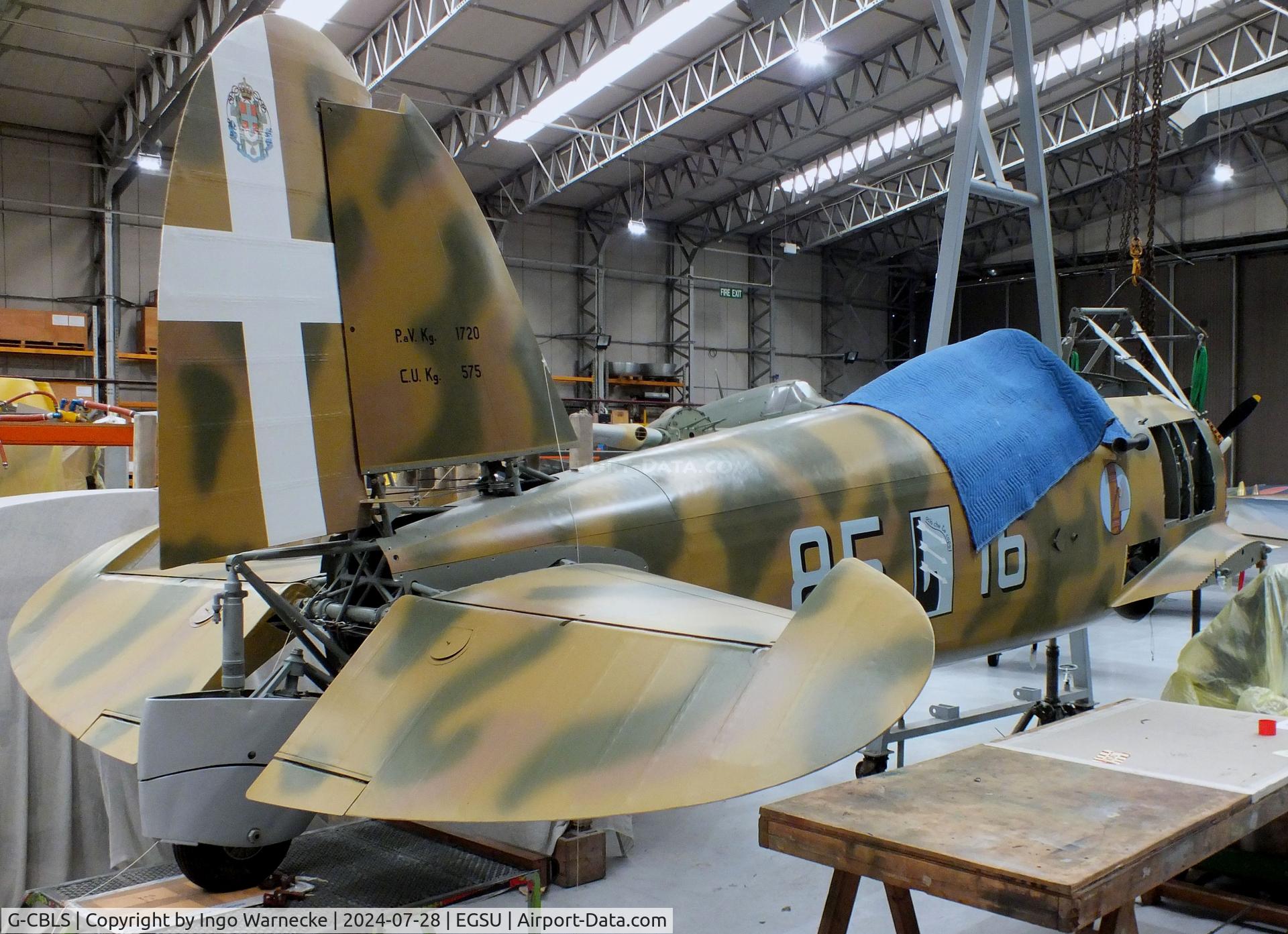 G-CBLS, 1941 Fiat CR.42 Falco C/N 920, FIAT CR.42 Falco undergoing restoration/maintenance (wings dismounted) at the IWM and other collections, Duxford