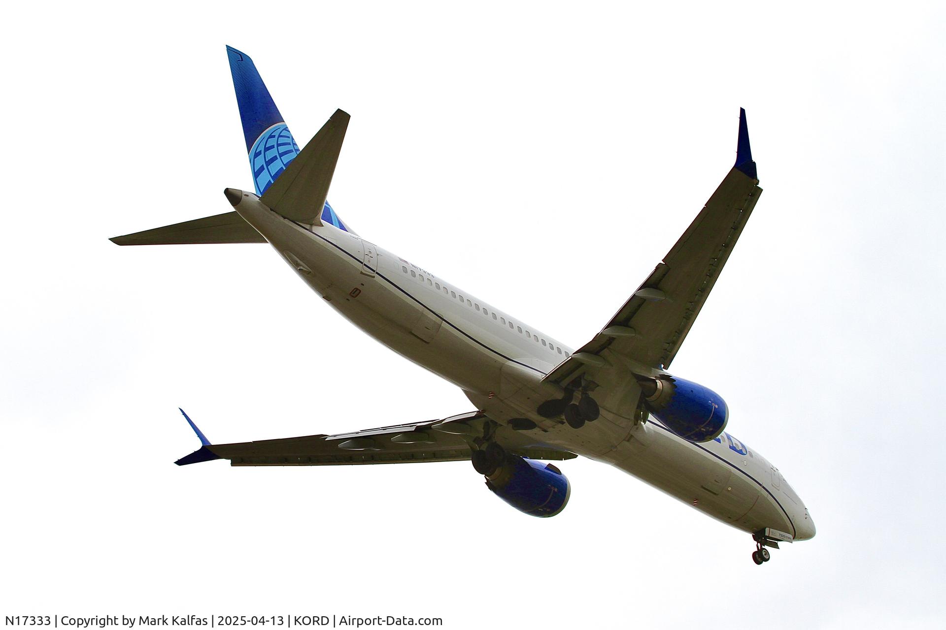 N17333, 2023 Boeing 737-8 MAX C/N 67587, B38M United Airlines Boeing 737-8 MAX N17333, 10R approach KORD