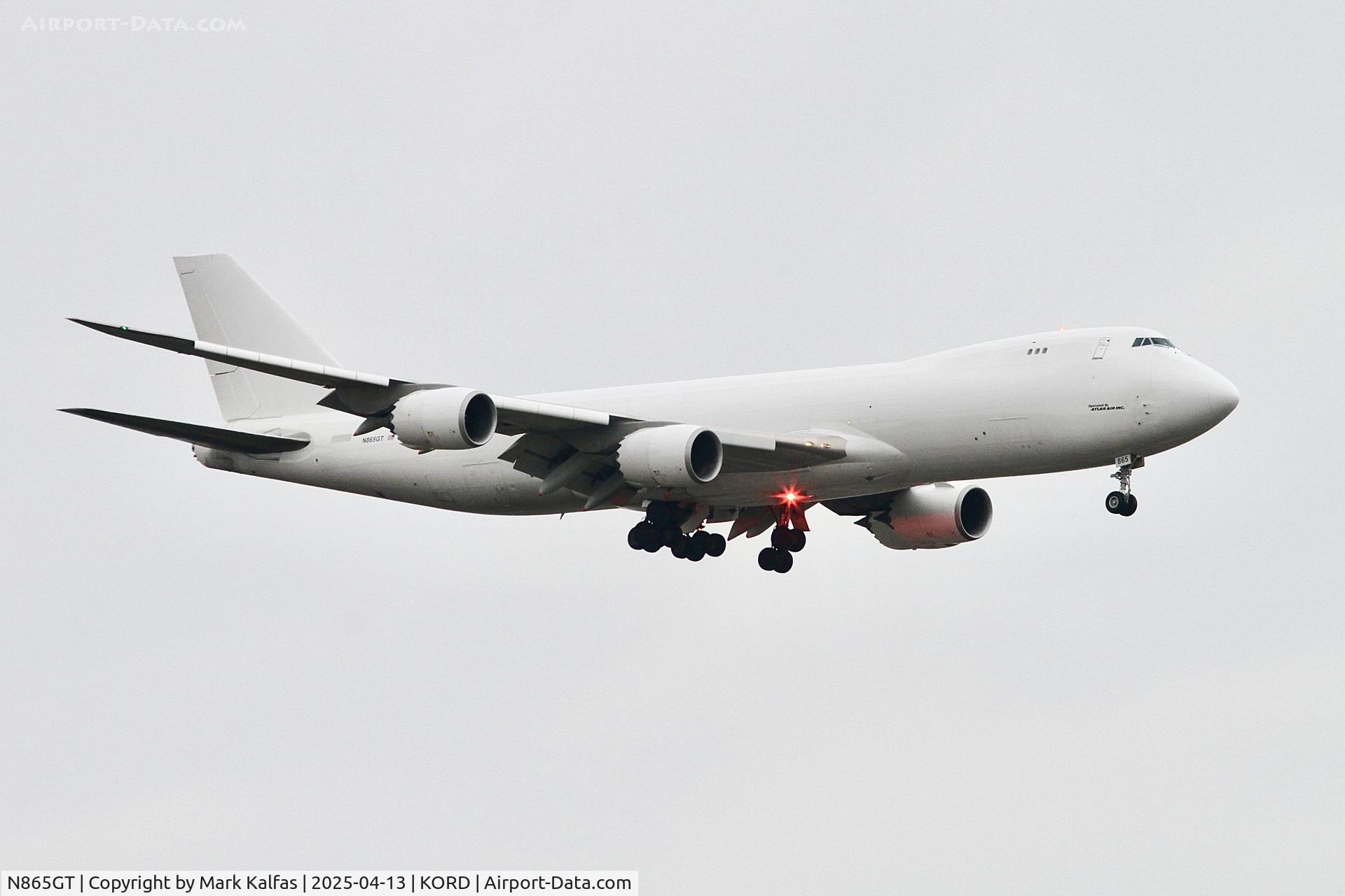 N865GT, 2014 Boeing 747-83QF C/N 60118, B748 Altas Air Boeing 747-83QF, N865GT arriving on 10C KORD.