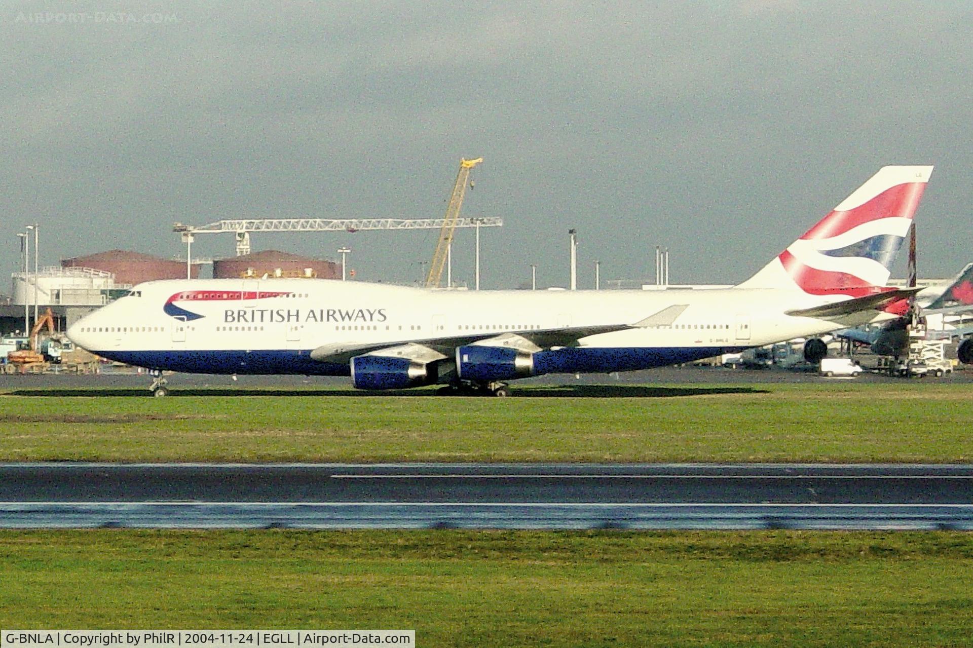 G-BNLA, 1989 Boeing 747-436 C/N 23908, G-BNLA 1989 B747-400 BA LHR Scan of a very poor print 