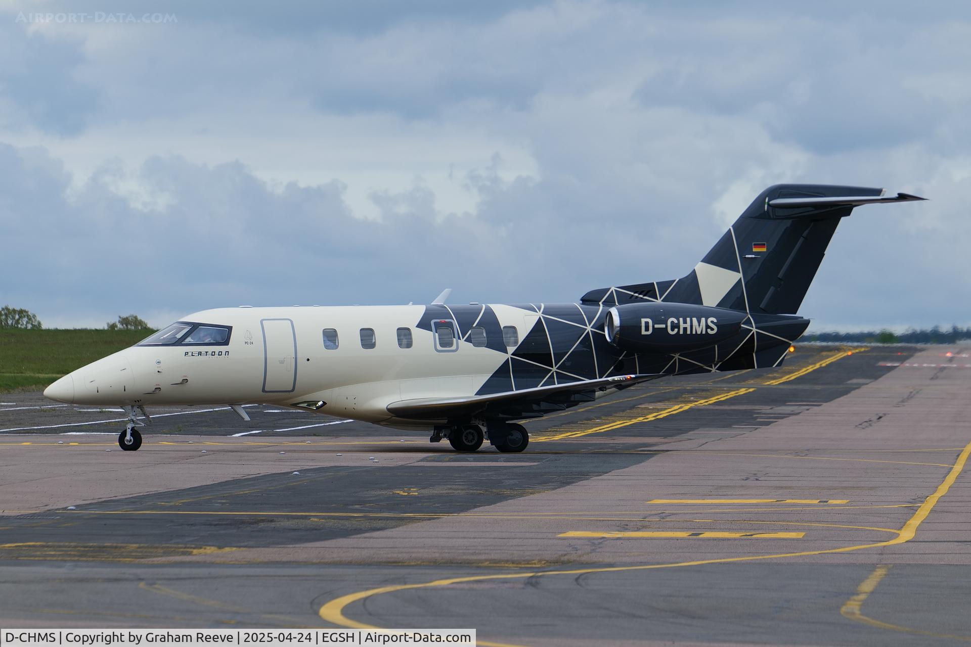 D-CHMS, 2021 Pilatus PC-24 C/N 221, Just landed at Norwich.