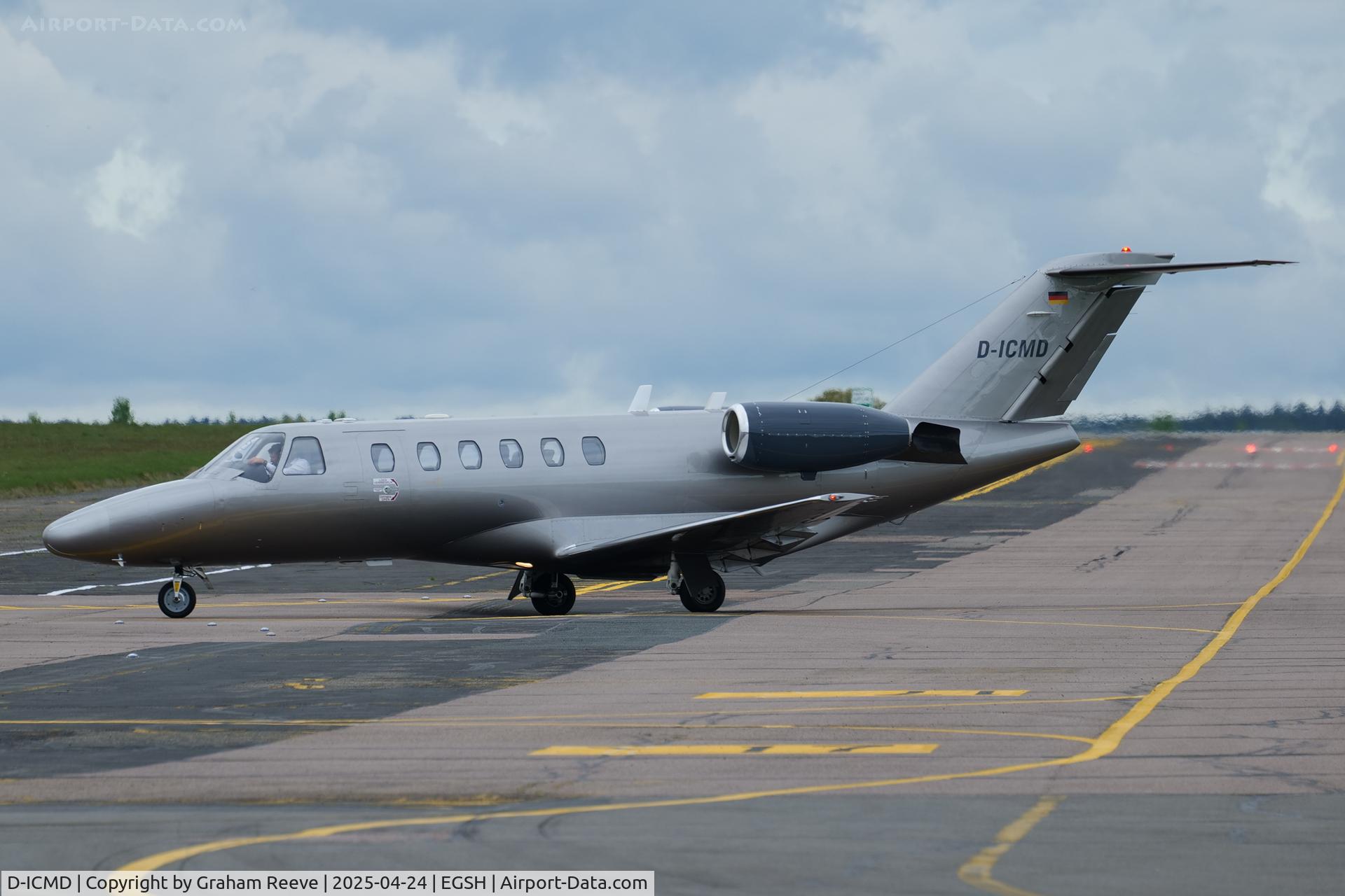 D-ICMD, 2002 Cessna 525A CitationJet CJ2 C/N 525A-0125, Just landed at Norwich.