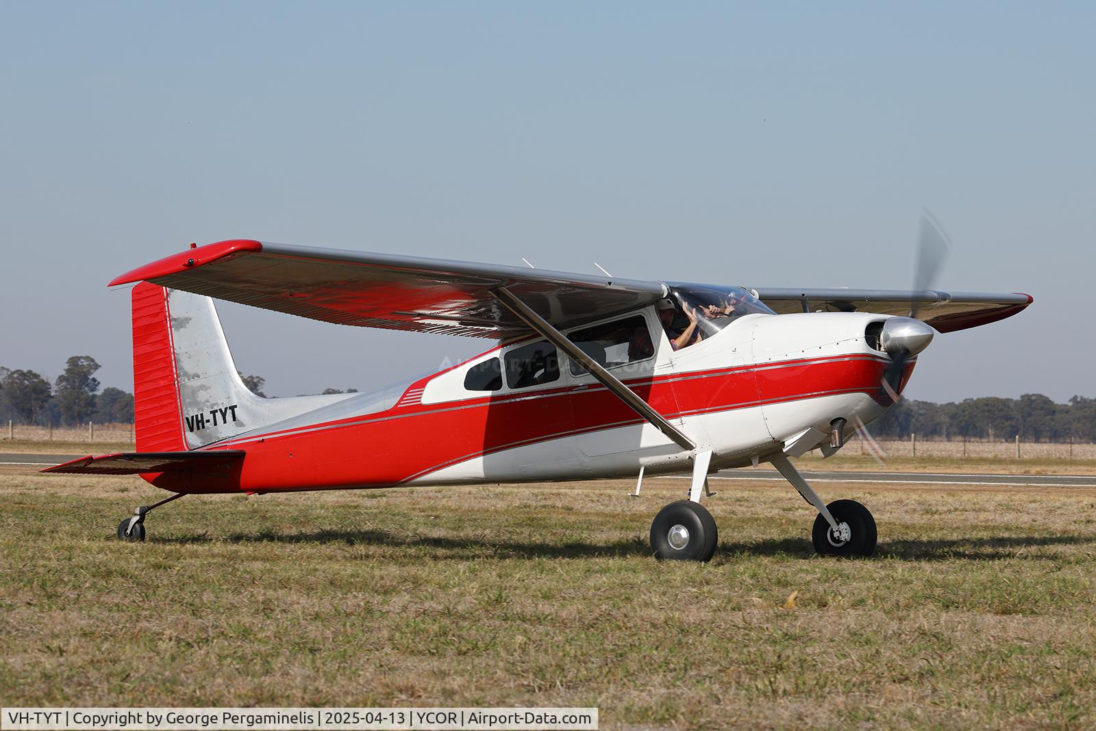 VH-TYT, Cessna 180H Skywagon C/N 180-51679, Antique Aeroplane Association of Australia National Fly-in 2025.