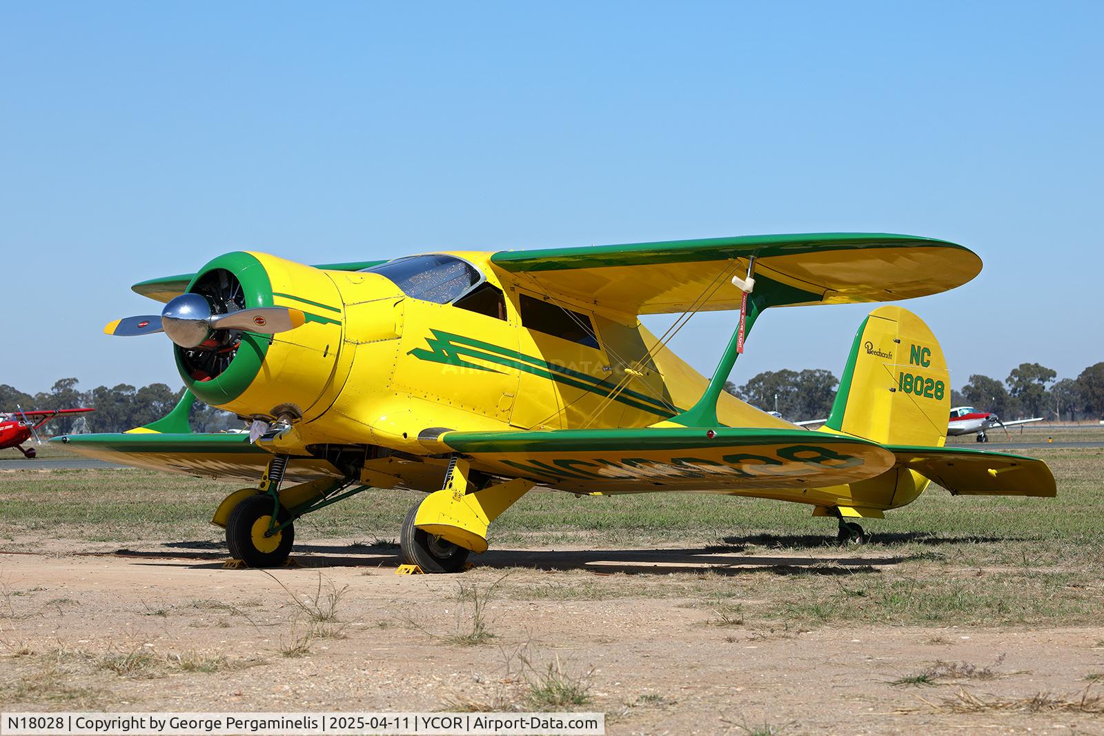 N18028, 1937 Beech D17S Staggerwing C/N 147, Antique Aeroplane Association of Australia National Fly-in 2025.