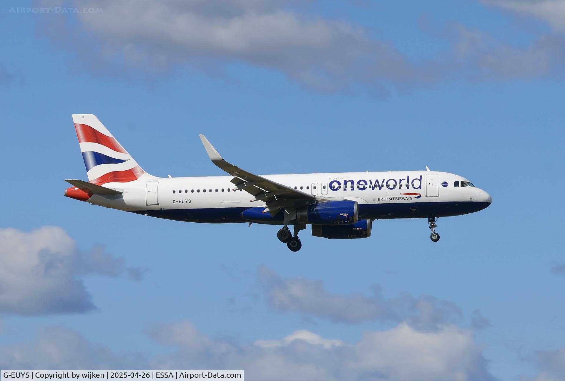 G-EUYS, 2013 Airbus A320-232 C/N 5948, Rwy 01L