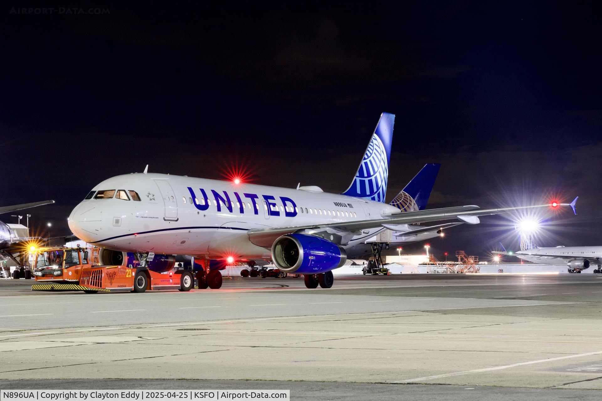 N896UA, 2007 Airbus A319-132 C/N 3144, SFO 2025