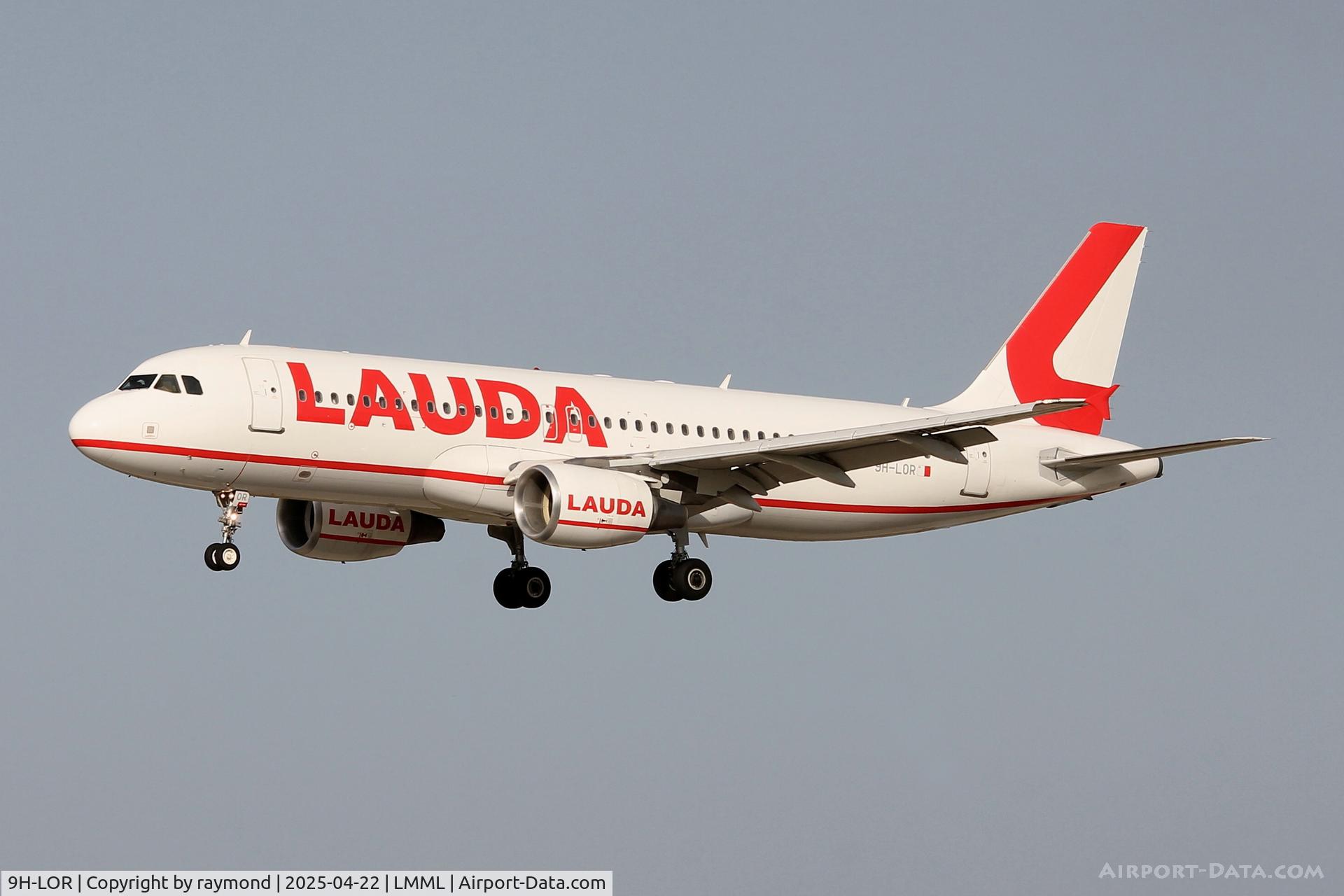 9H-LOR, 2007 Airbus A320-214 C/N 3206, Airbus A320-214 reg 9H-LOR of Lauda Europe on finals RW31 in Malta.