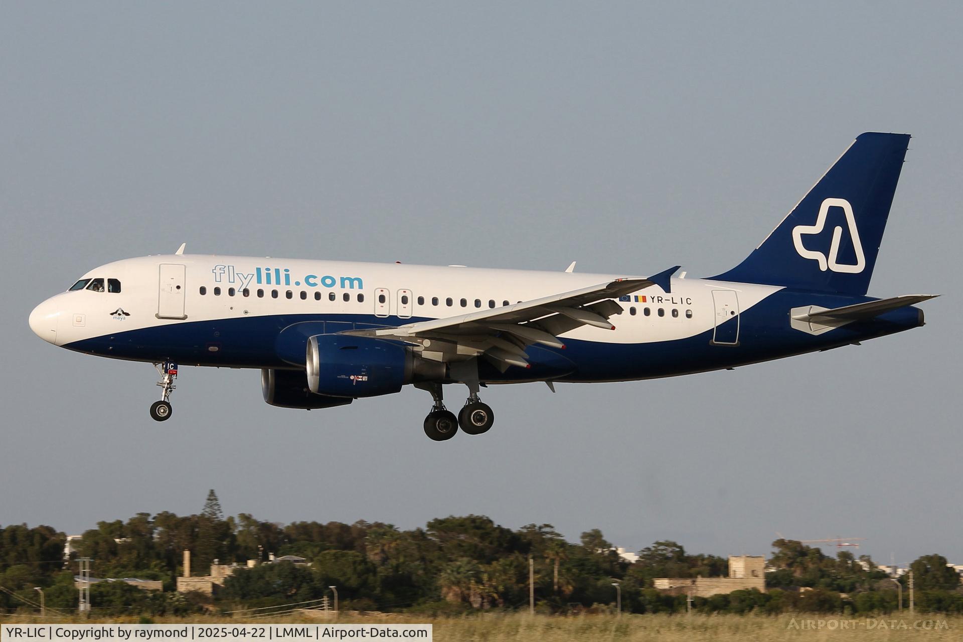 YR-LIC, Airbus 319-112 C/N 3689, Airbus A319-112 reg YR-LIC of Fly Lili on approach to RW31 in Malta.