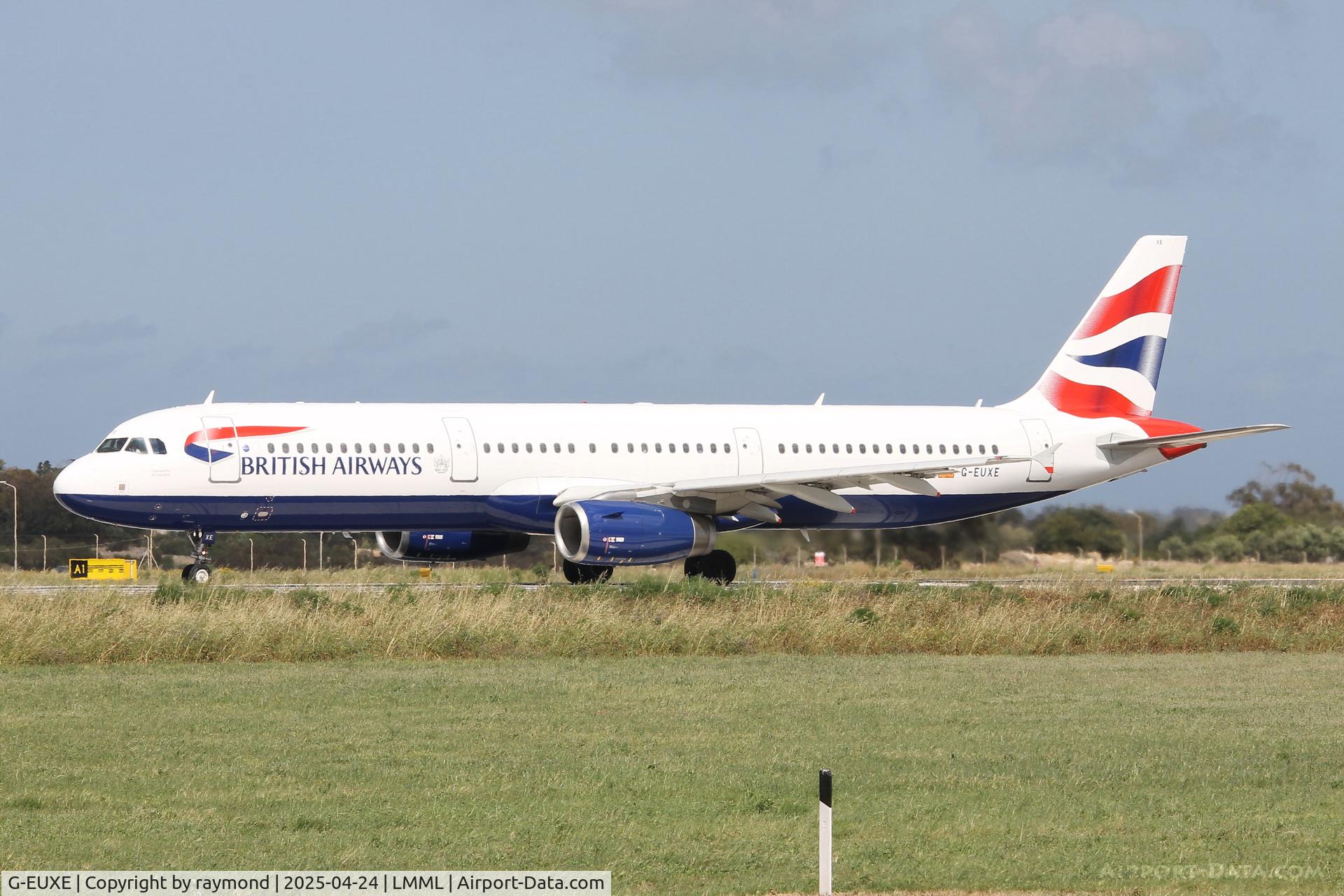 G-EUXE, 2004 Airbus A321-231 C/N 2323, Airbus A321-231 reg G-EUXE of British Airways lining up RW31 for departure from Malta.