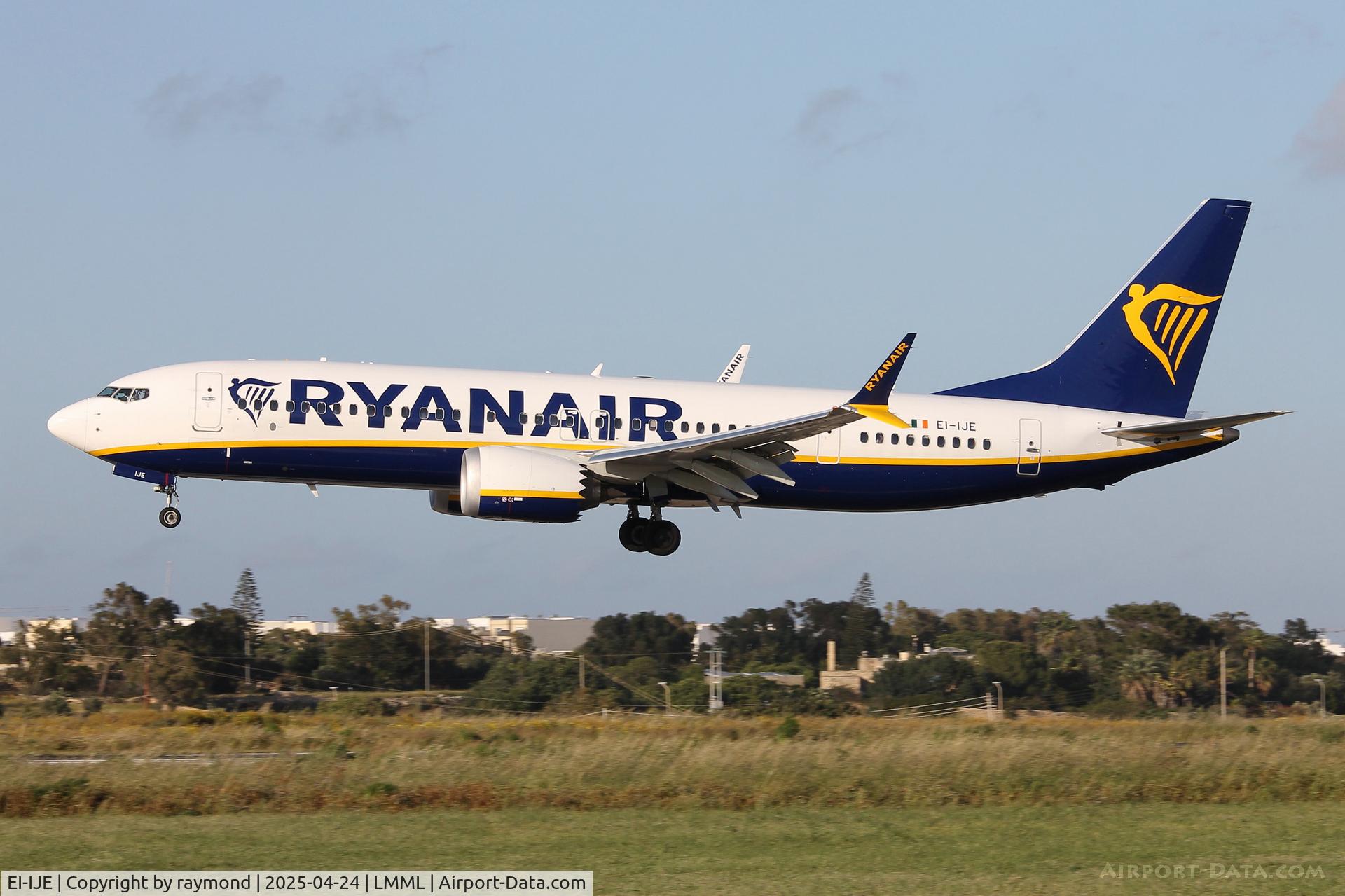 EI-IJE, 2023 Boeing 737-8-200 MAX C/N 67106, Ryanair Boeing 737-8 MAX reg EI-IJE on final approach RW31 in Malta.