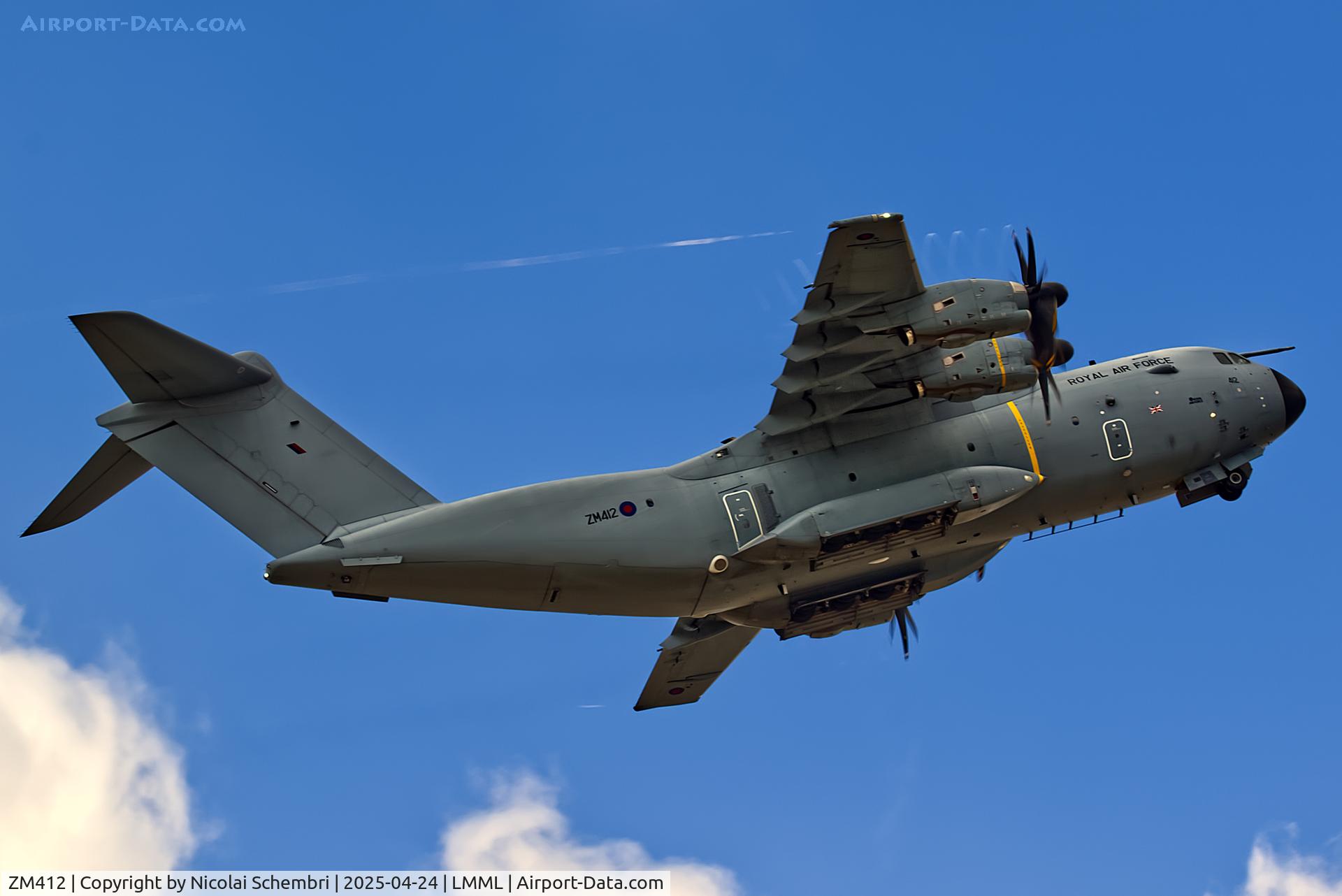 ZM412, 2016 Airbus A400M-180 Atlas C.1 C/N 042, Departing from runway 31 at LMML
