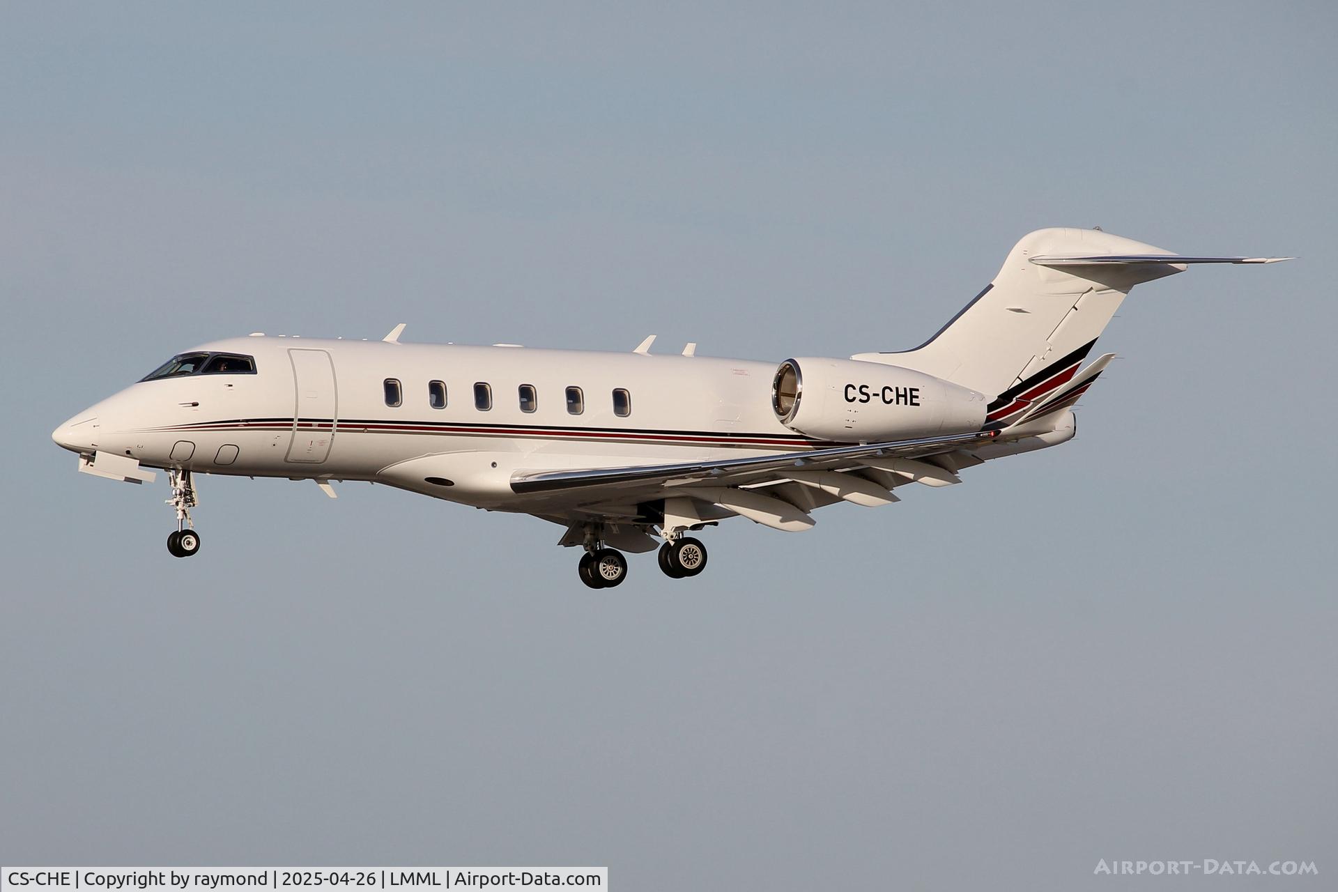 CS-CHE, 2016 Bombardier Challenger 350 (BD-100-1A10) C/N 20623, Bombardier Challenger 350 reg CS-CHE of Netjets landing in Malta.